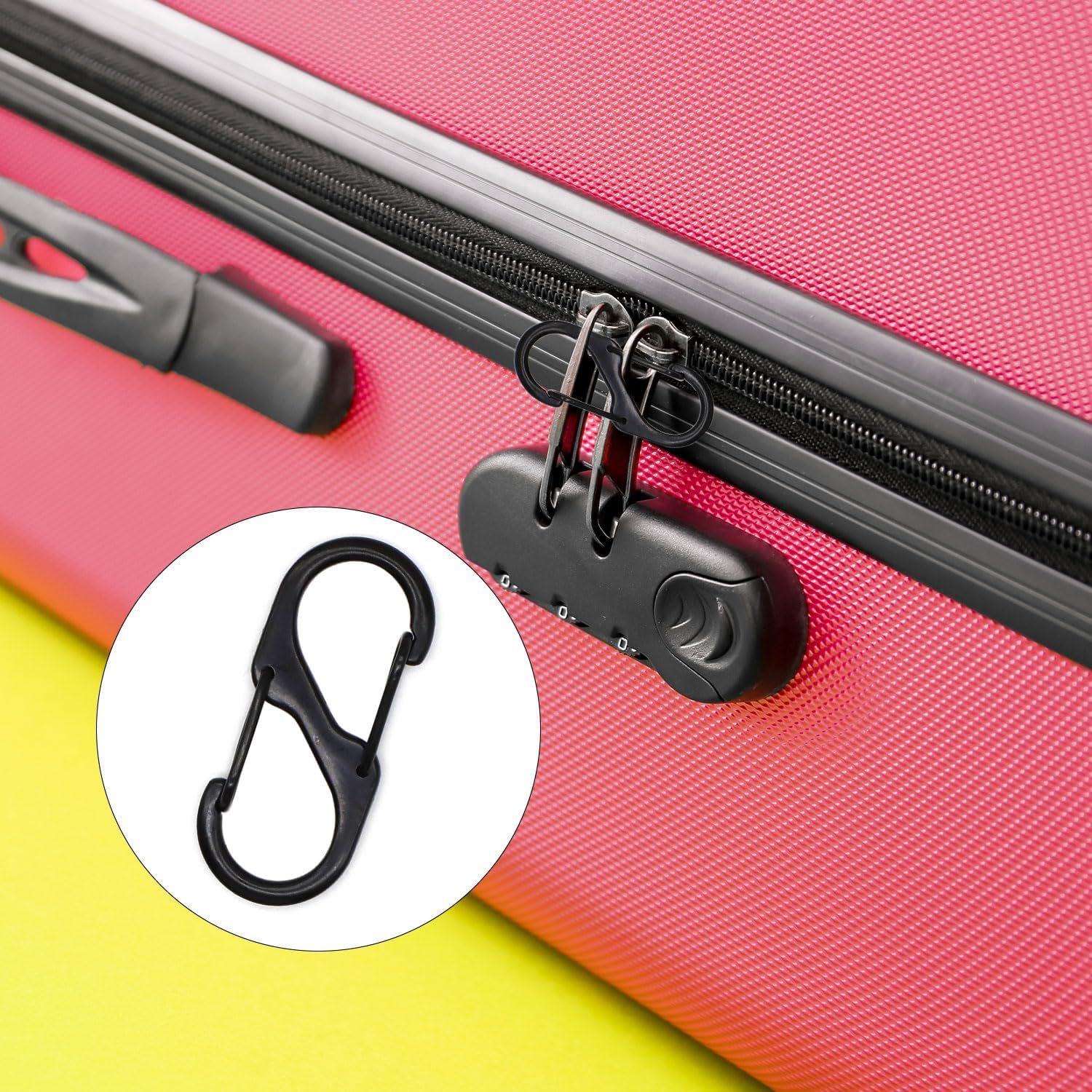 Dohia Zipper Clips anti Theft 3 Size Zipper Pull Locks Theft Deterrent Backpack Zipper Lock Clip S Shaped Carabiner for Home Key Outdoor Sports D2-STK