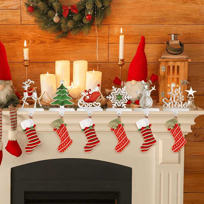 Christmas Stocking Holders for Mantle Weighted Metal Stocking Hangers Hooks for Fireplace Christmas Decorations (Set of 4) image number 2