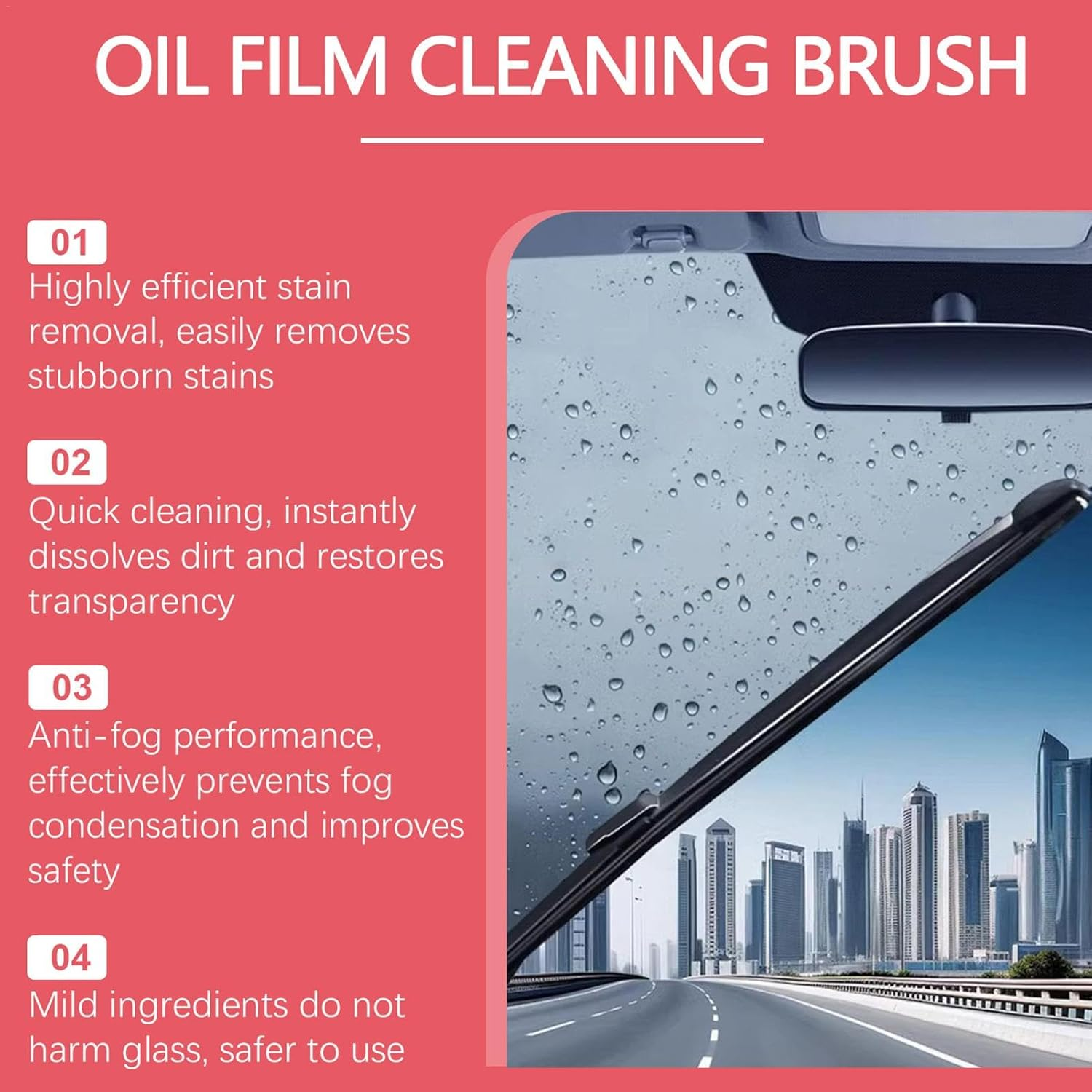 Car Windscreen Glass Oil Film Cleaner,Automotive Glass Oil Film Remover,Automotive Oil Film Cleaning Brush,Windshield Cleaner & Oil Film Remover Powerful Windshield Cleaner, Window Glass Cleaner