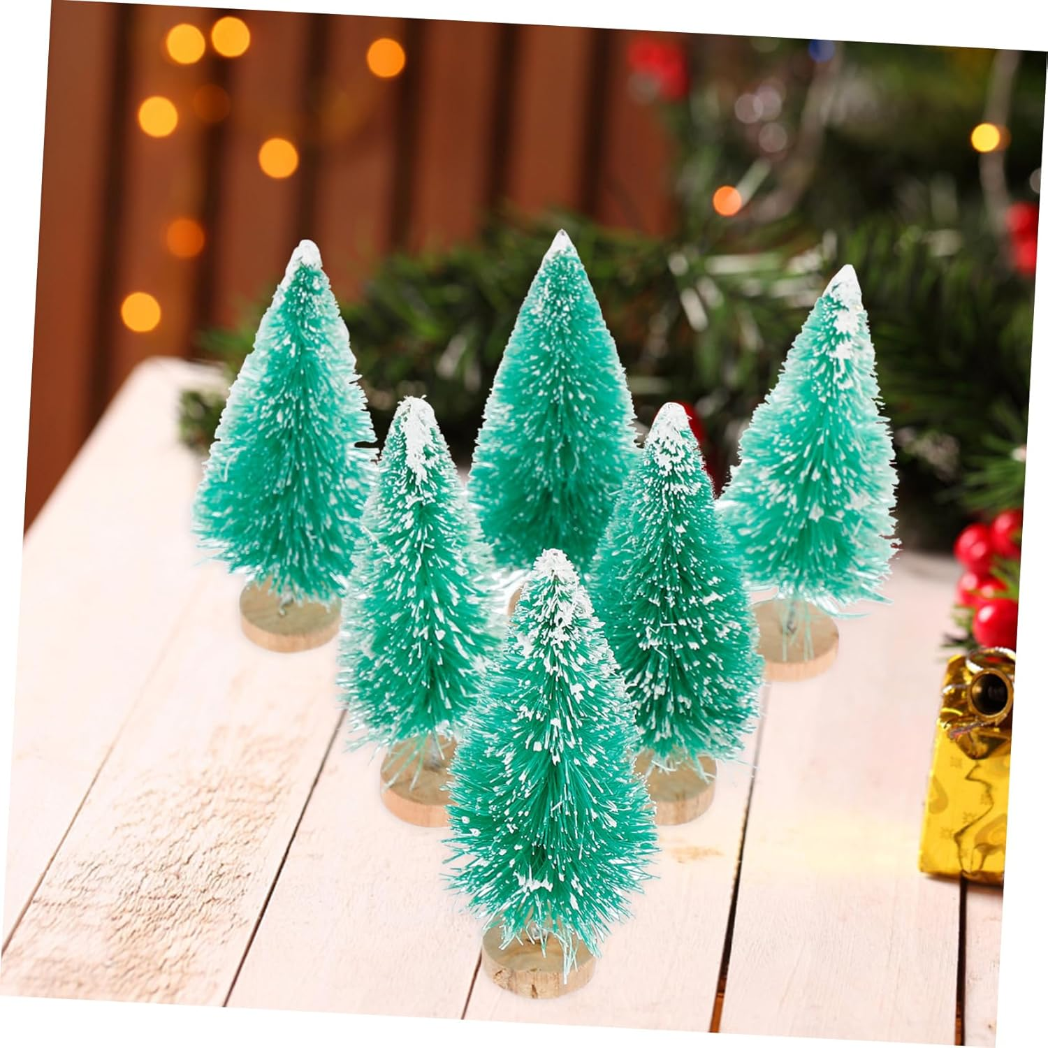 12Pcs Mini Christmas Tree PVC Desktop Ornament Home Shop Party Decor Blue Green White Gold Christmas Adornment image number 6