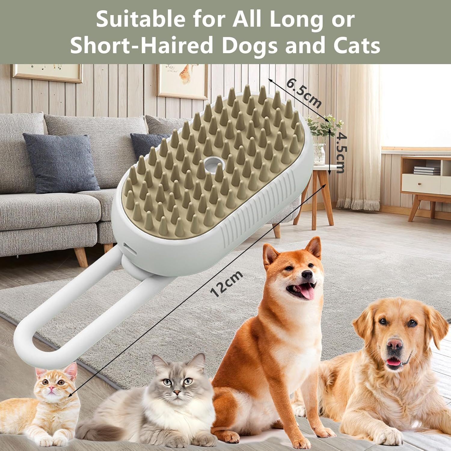 Cat Steam Brush for Cat and Dog, Rechargeable Pet Steam Groomer Comb with 360&deg; Rotating Handle, Steamy Cat Grooming Brush for Pet Long Haired & Short Haired Shedding