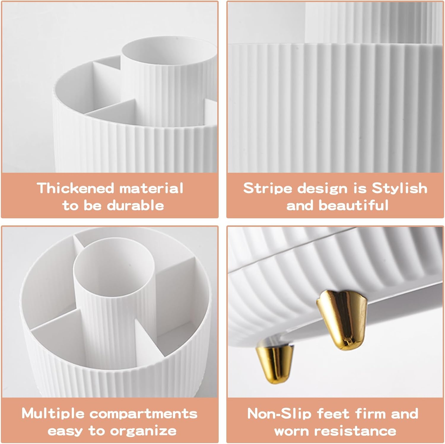 360&deg; Rotating Makeup Organizer Countertop, Lazy Susan Organizer, Makeup Organization Skincare Storage for Vanity, Desktop, Bathroom (Rotate Makeup Organizer Large-White) image number 1