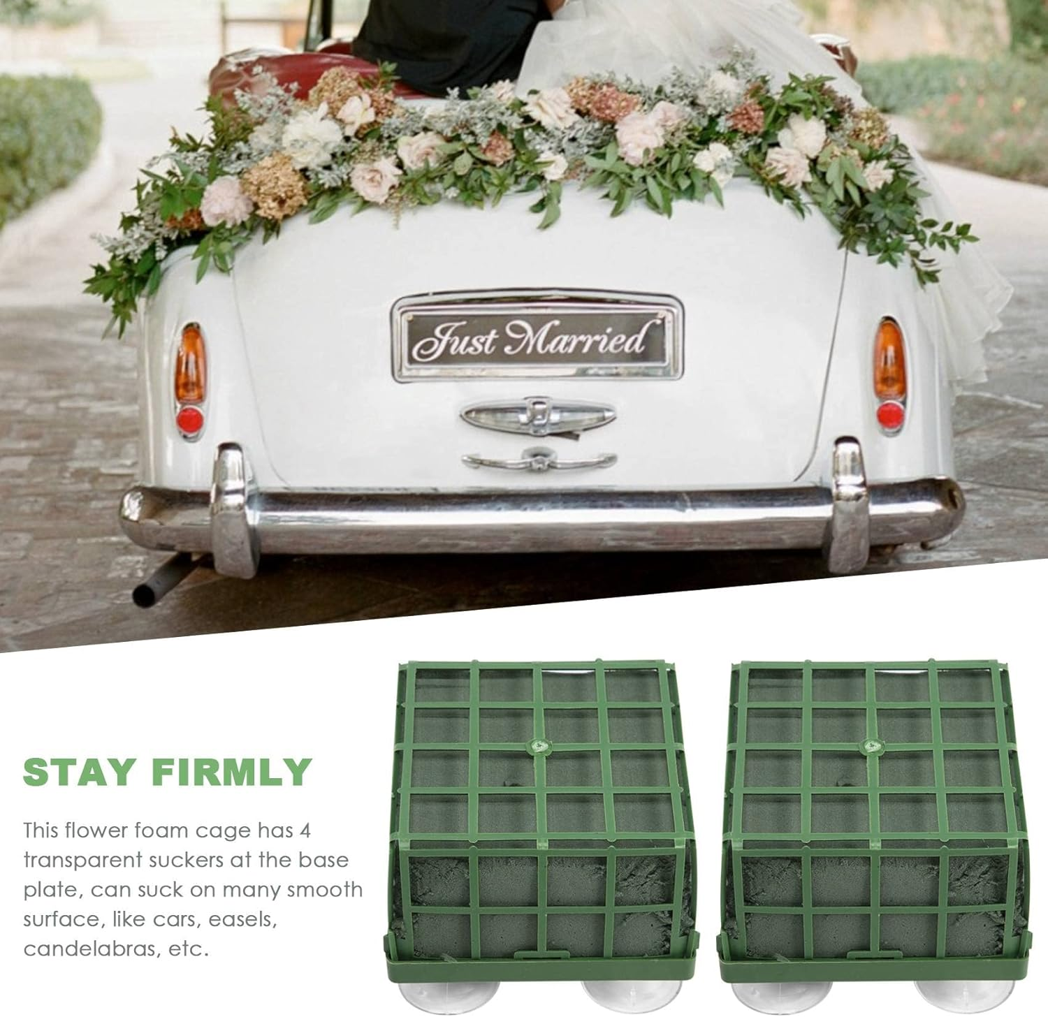 4Pcs Floral Foam Cage Flower Holder with Floral Foam and Suction Cup for Wedding Table Centerpiece Floral Arrangement image number 2