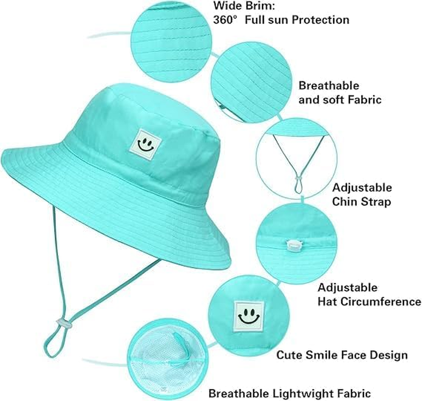 Baby Sun Hat Smile Face Toddler Boys Girls Bucket Hat 0-5 Years Kids UPF 50+ Sun Protection Summer Hats image number 2