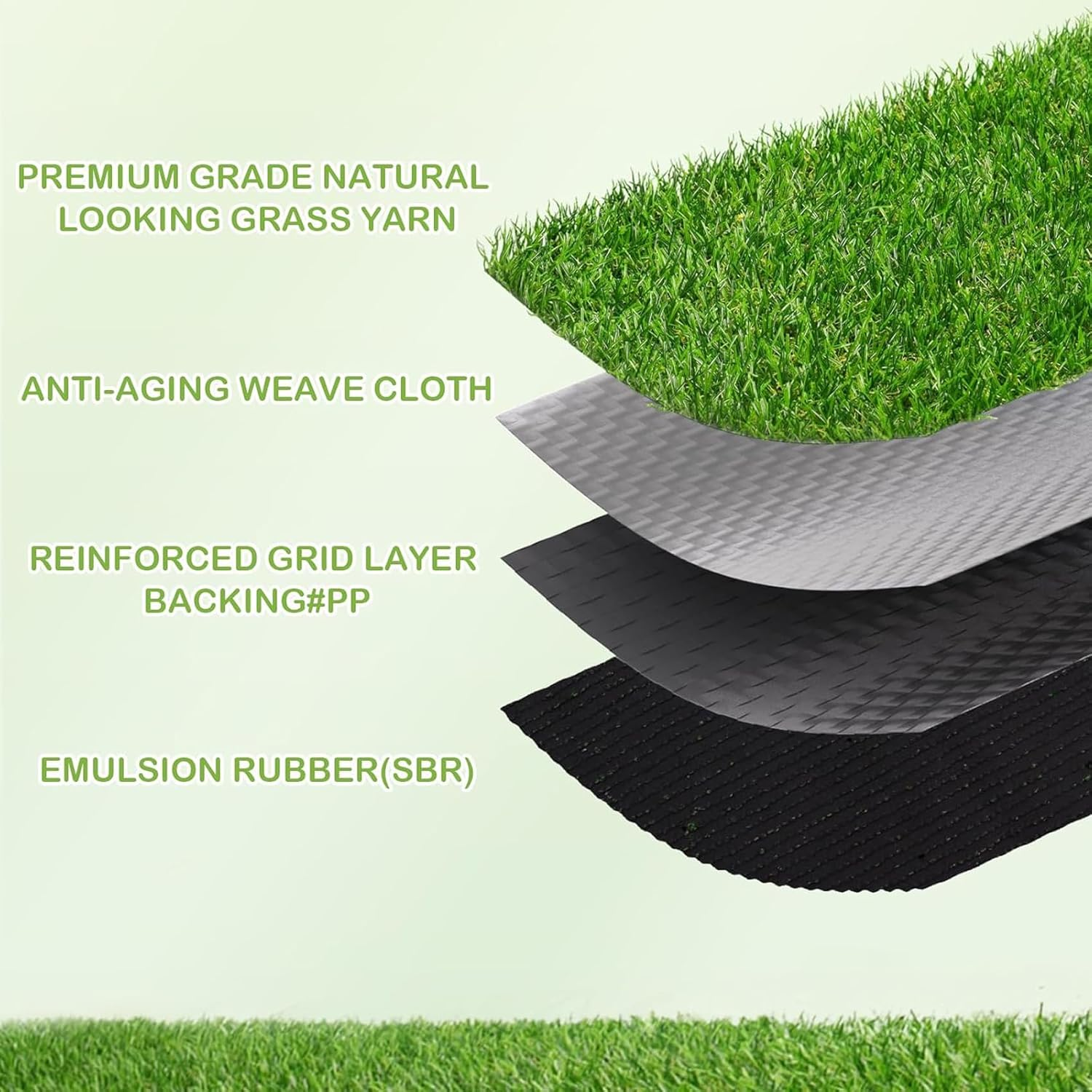 Artificial Grass Turf Carpet, Synthetic Dog Grass Rug Mat for Outdoor Indoor Garden Lawn Balcony Backyard Patio Landscape Balcony, 300 * 100 * 2.5Cm Green image number 6