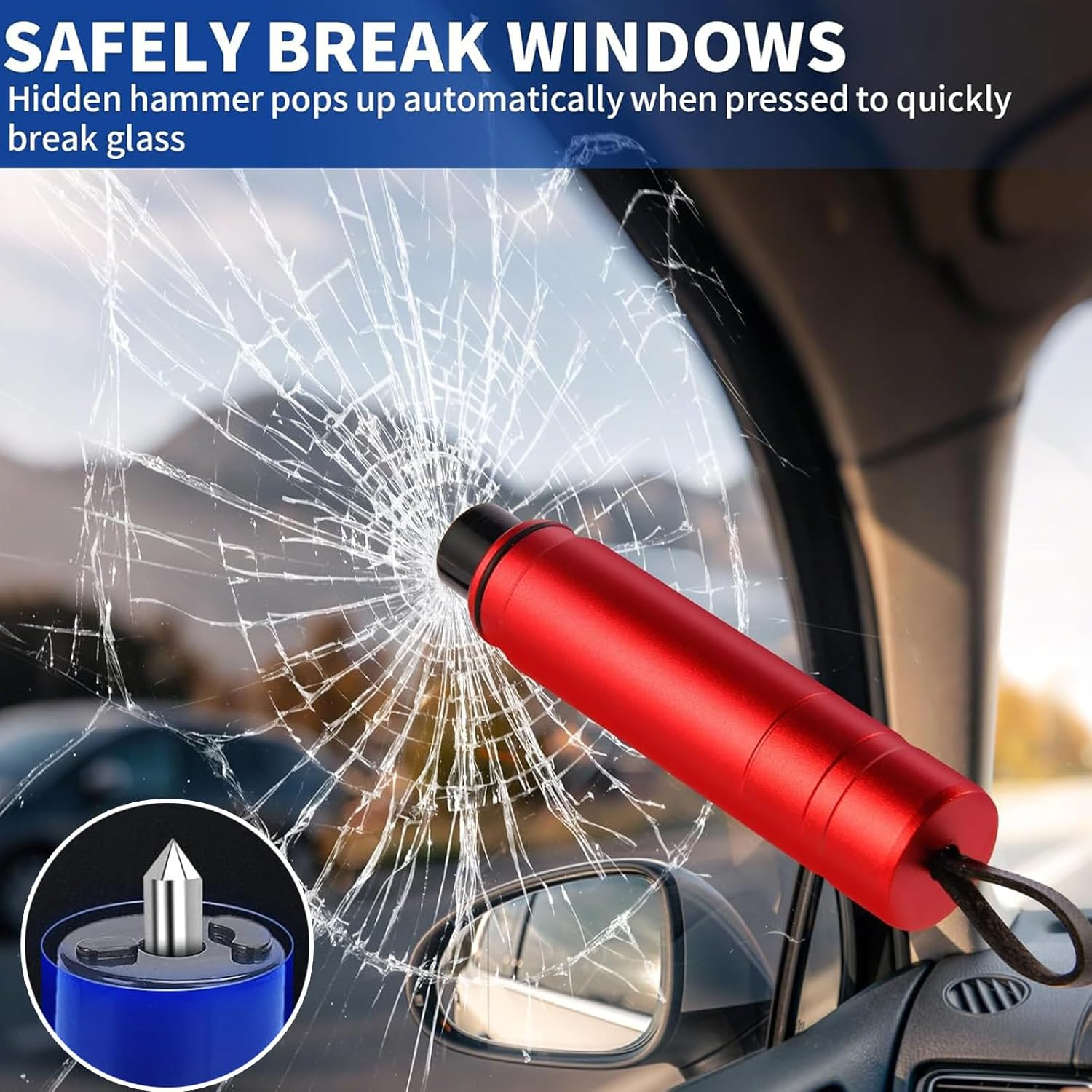 Car Window Breaker Tool 2 Pcs, Glass Breaker Safety Life Hammer Car Escape Tool image number 1