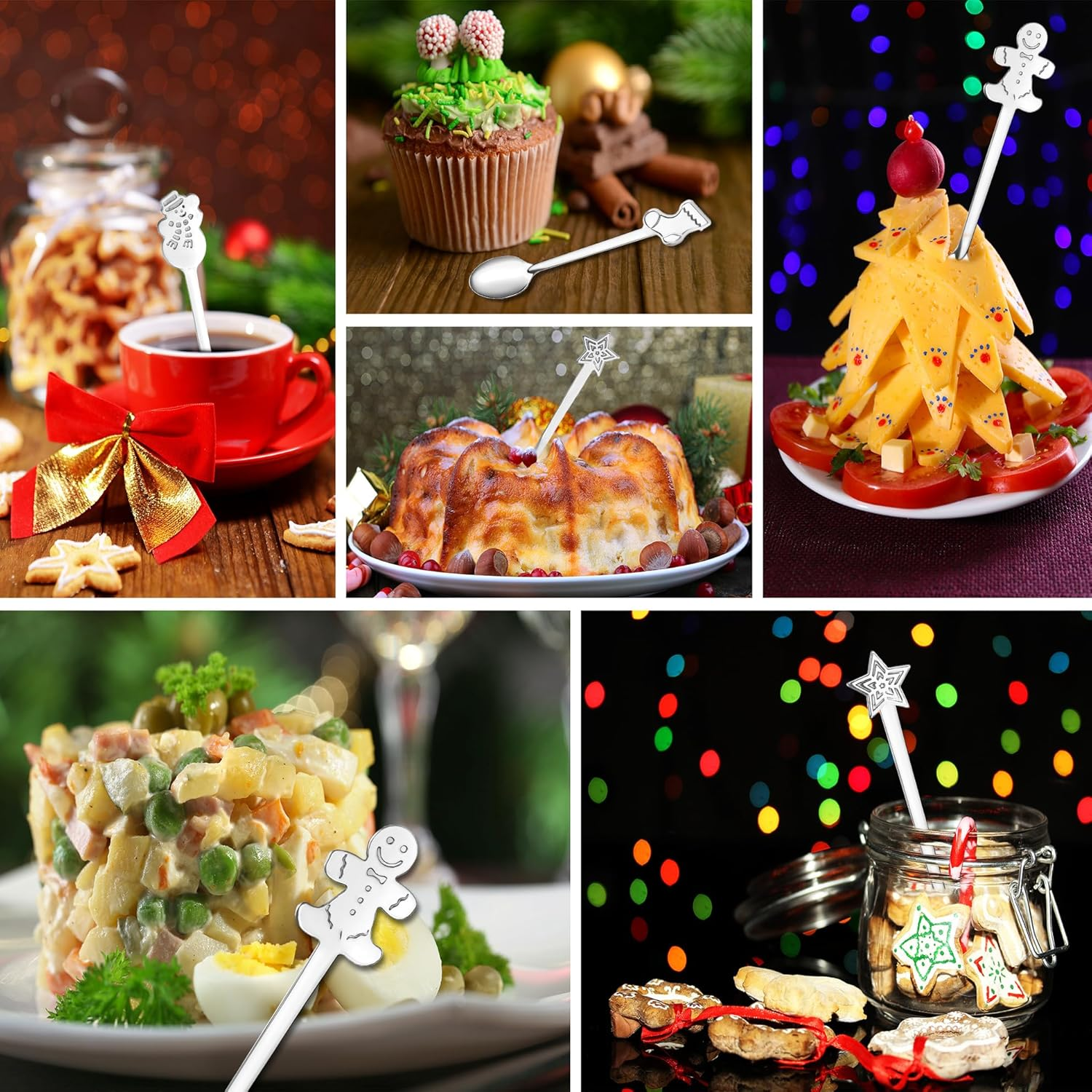 12 Pieces Creative Christmas Spoon Stainless Steel Coffee Spoon Christmas Stirring Spoon Tea Spoon Soup Spoon, 5 Inch - 8 Pieces image number 2