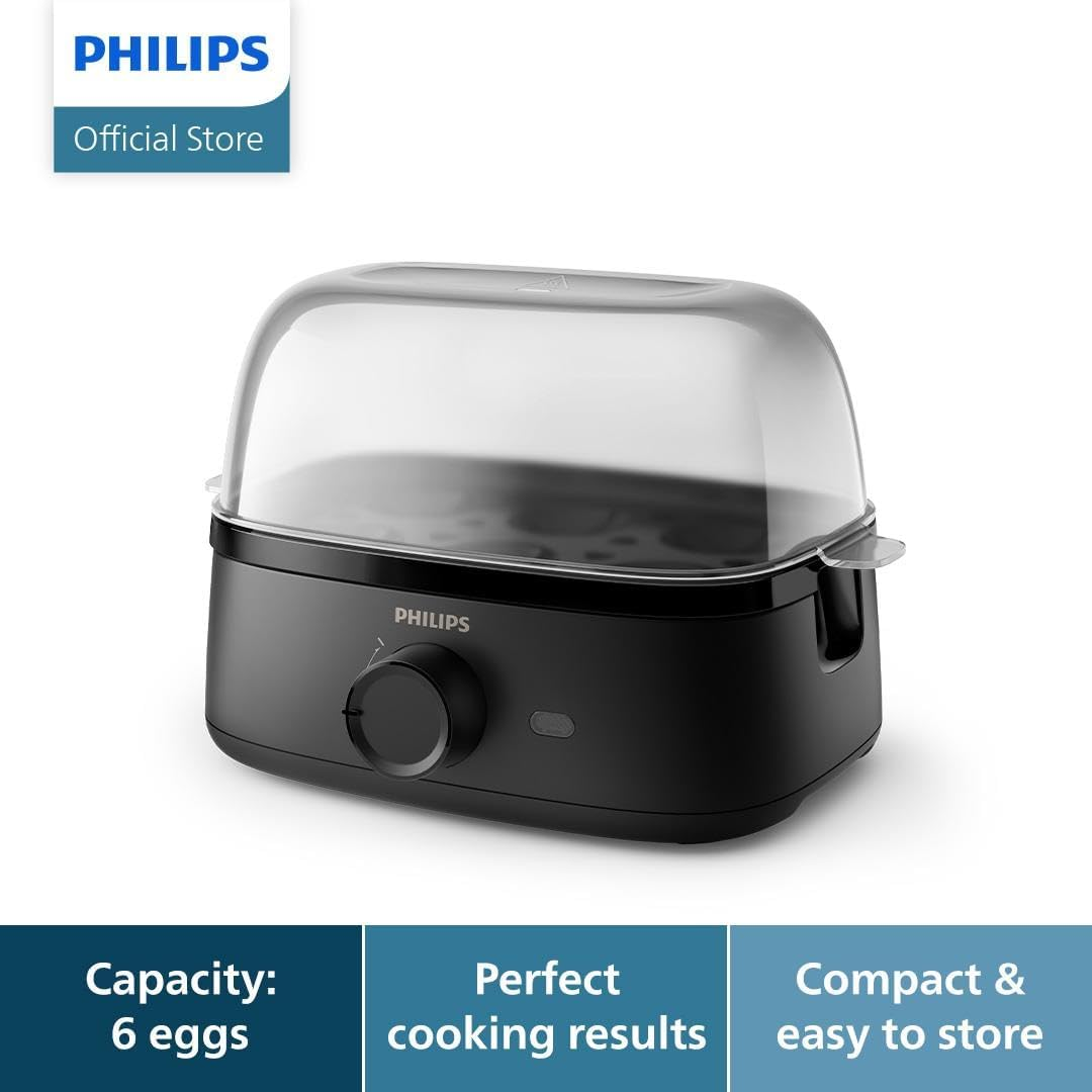 Philips Egg Cooker 3000 Series, Family Size up to 6 Eggs (Soft, Medium, Hard, Poached), Easy to Clean, Poached Tray & Egg Piercer Accessory, 400W Power, Compact Design (HD9137/90) image number 1