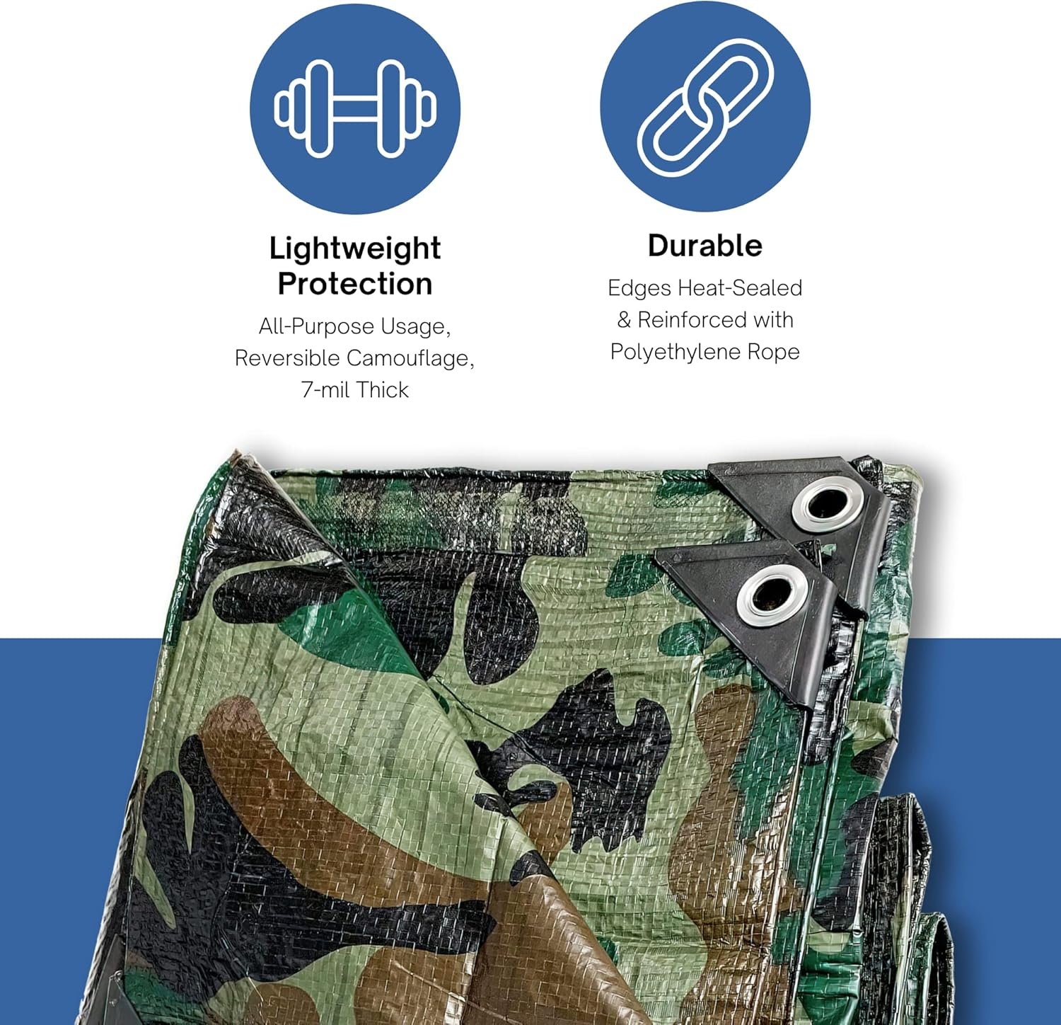 Kotap TCM-2030 Camouflage, Waterproof All-Purpose Multi-Use 7-Mil Poly Tarp, 20 X 30 Ft image number 6