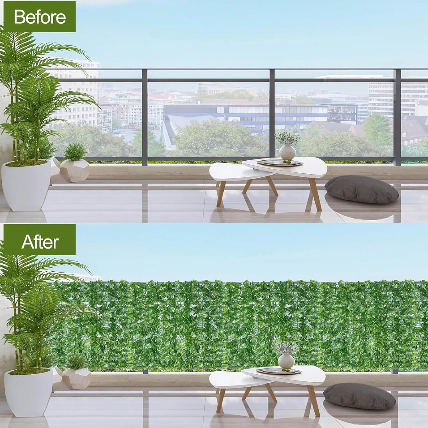 Artificial Ivy Privacy Fence Wall Screen,120X40 in Artificial Faux Ivy Hedge, Artificial Hedges Fence and Faux Ivy Vine Leaf Decoration for Outdoor Garden D&eacute;cor (Watermelon Leaves) image number 4