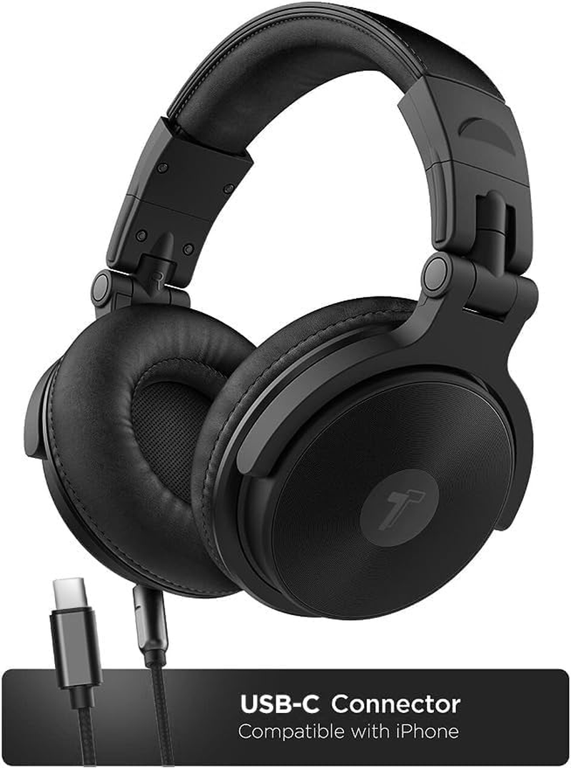 Encased Thore over Ear Iphone 15 Wired Type C Headphones with USB-C Connector &ndash; Closed Back Studio DJ Monitor Earphones (50Mm Neodymium Drivers) (V200 Black) image number 5