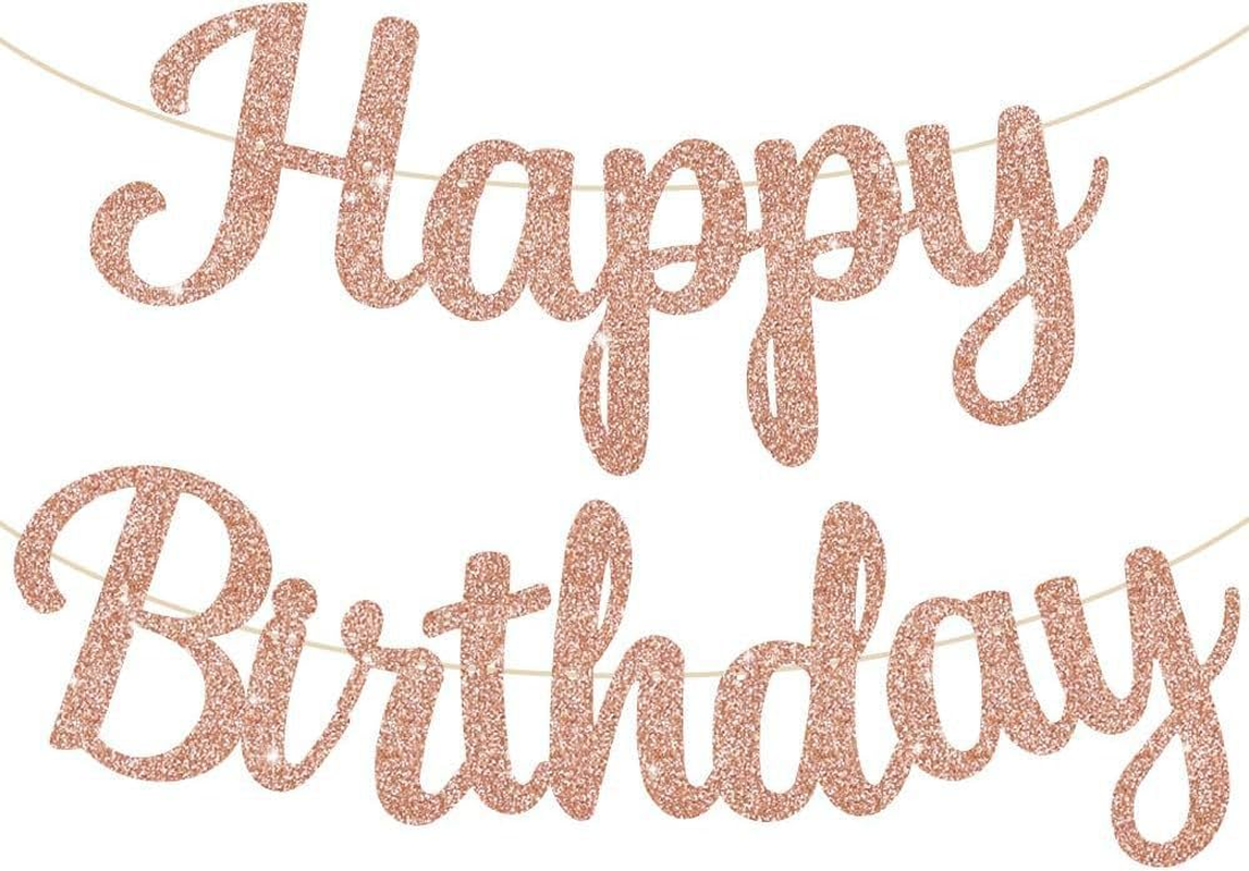 Cursive Glitter Happy Birthday Banner, 10 Feet Birthday Party Decorations HBD Sign Decor (Hot Pink) image number 2