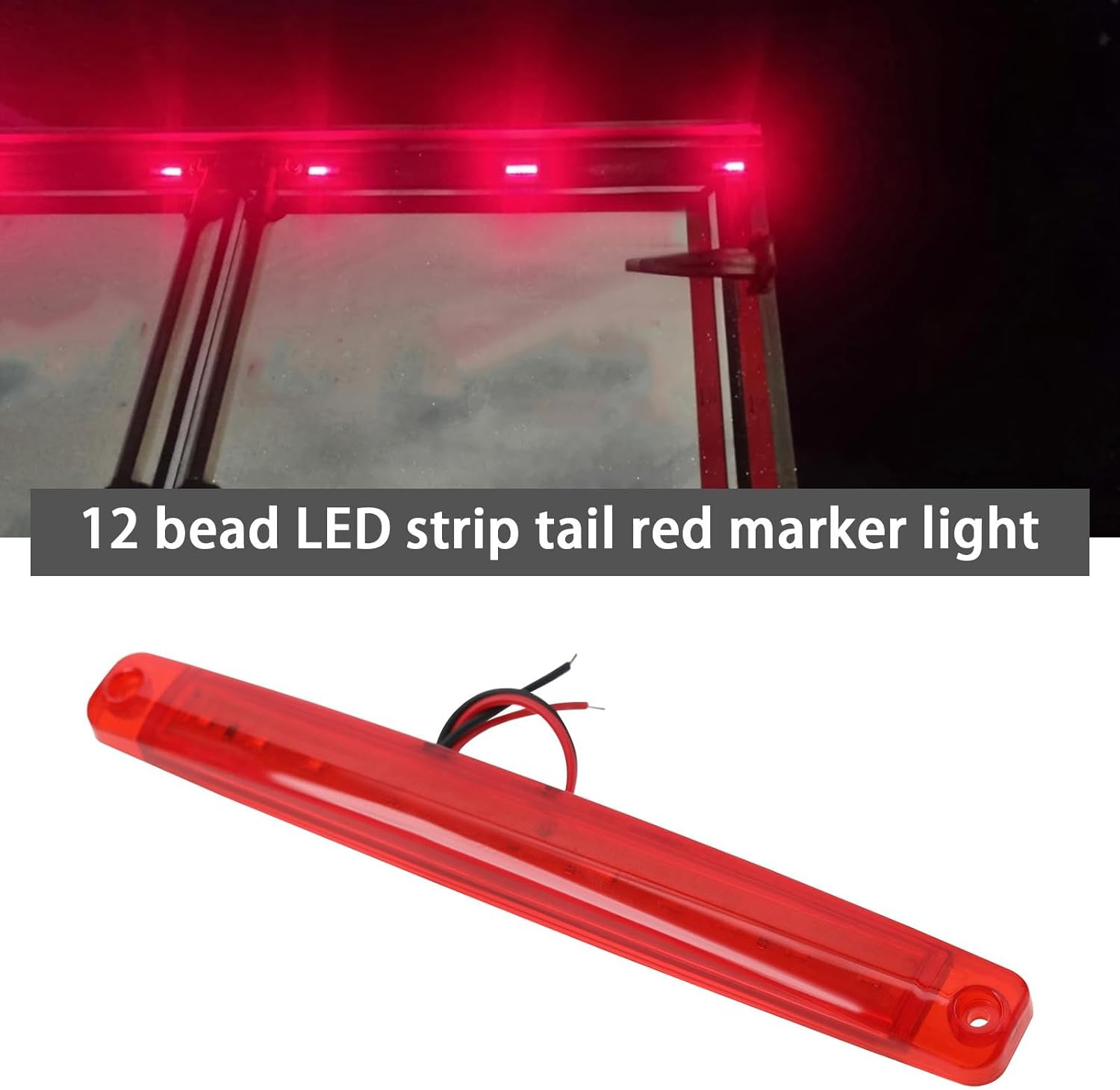 Emagtech 4Pcs 12V 24V 12 Led Tail Side Marker Lights Rear Side Marker Light Cab Marker Lights for Truck Camper Van Lorry RV Marker Lights Red