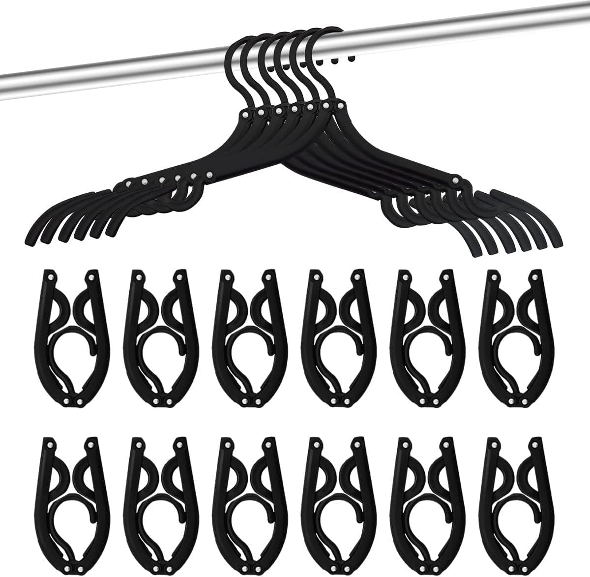 Neele 12 Foldable Travel Clothes Hangers Black image number 1