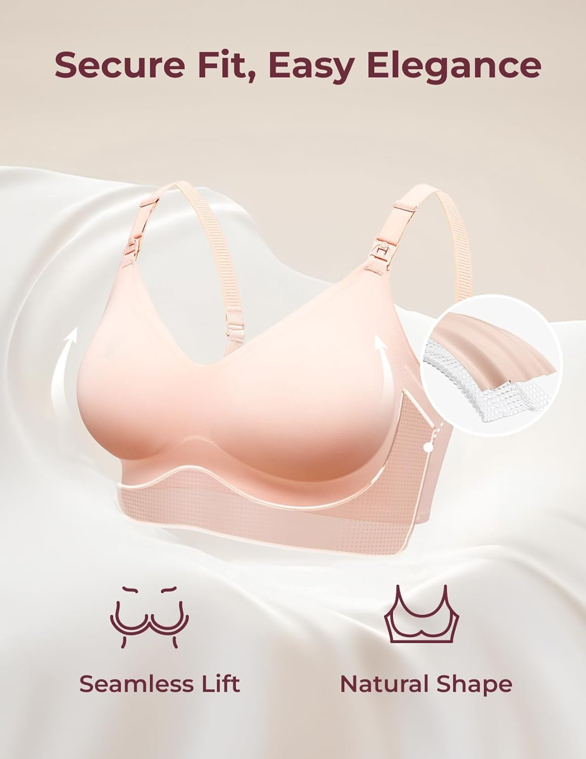 Momcozy Nursing Bras for Breastfeeding, Seamless Ultra Comfort Maternity Bra, Natural Shape, Pregnancy Sleep Bralette image number 2