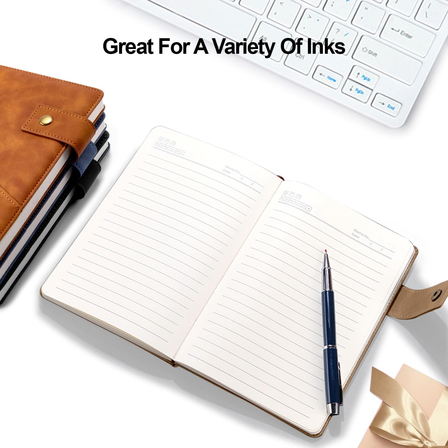 Blue A5 Lined Leather Journal Notebook, 5.9 X 8.4" Personalized Hardcover Journal, 200 Pages of 100 GSM Thick Ruled Paper, Daily Diary for Men and Women, Perfect for School, Travel, Business, Work, and Home Writing Blacka (Black) image number 4