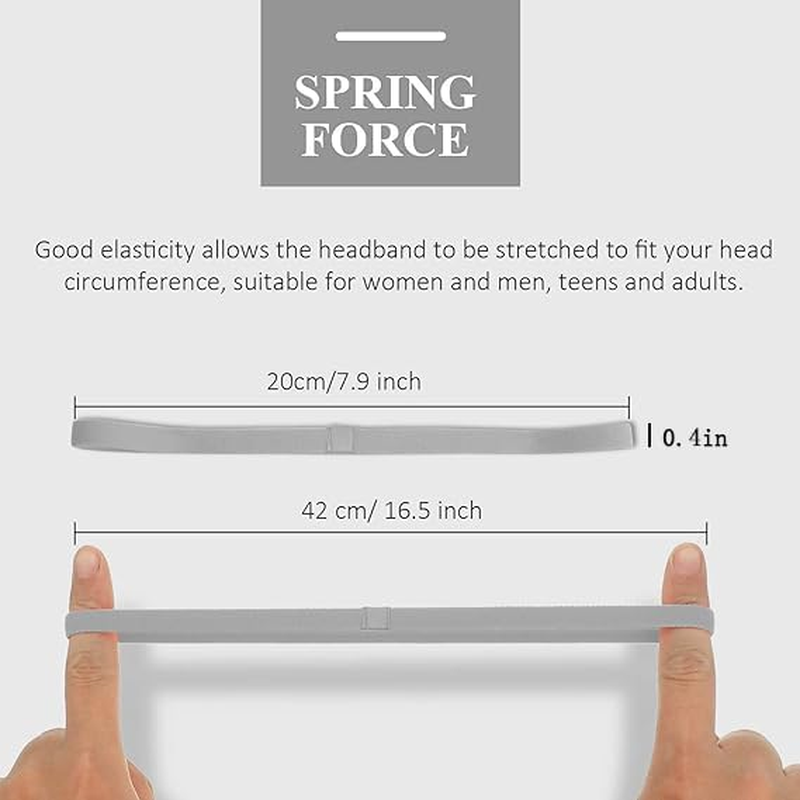 10 Pieces Elastic Sport Headbands Non-Slip Workout Headband, Elastic Sports Headbands Thick Non-Slip Hair Bands for Women and Men Football Running Yoga Workout (Multicolour) image number 2
