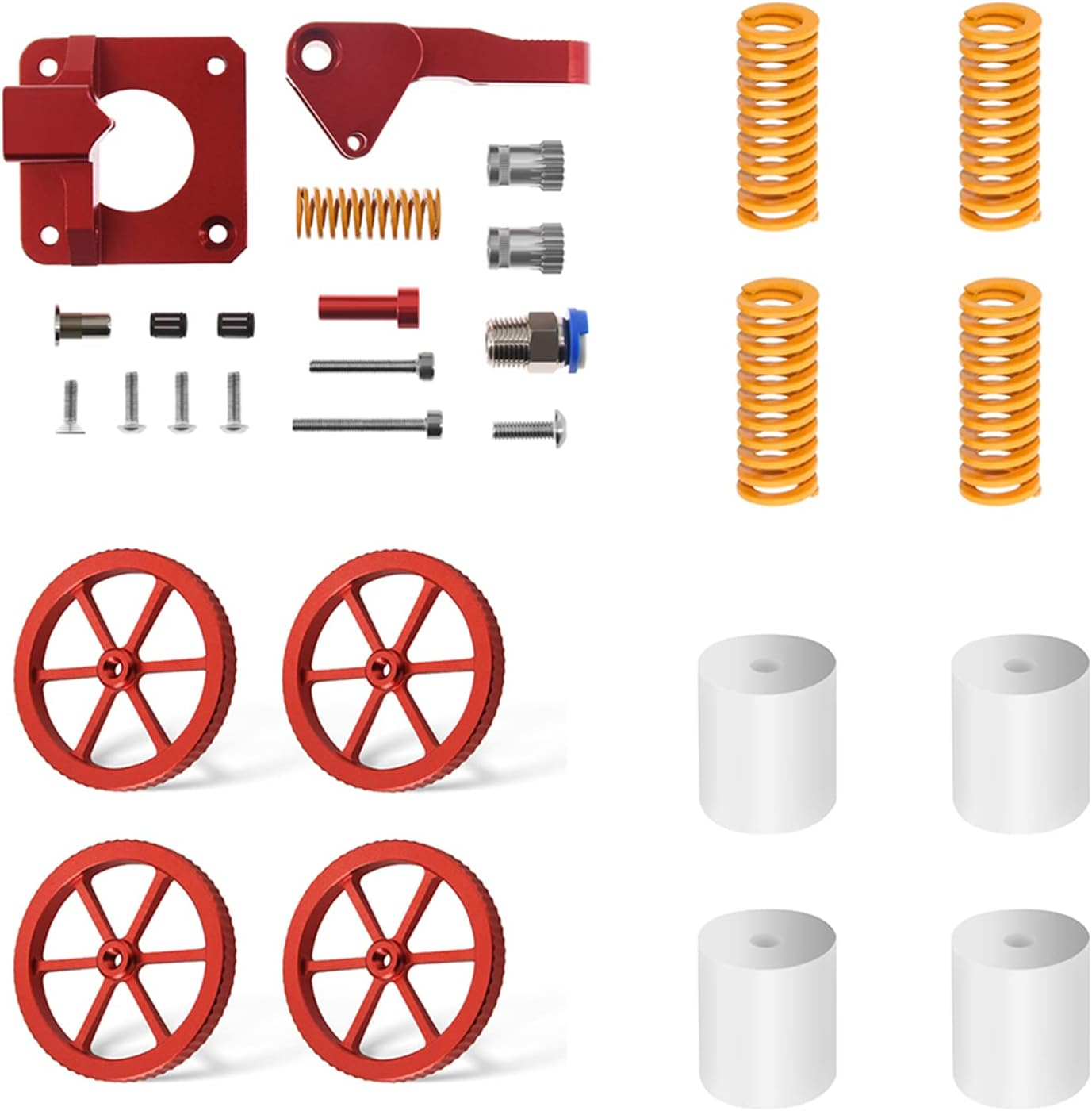 Mingzhe All Metal Feeder Extruder Frame and 4PCS Hand Twist Leveling Nut 4PCS Silicone Columns with 4PCS Heated Bed Springs for Ender-3/Ender-3 Pro/Cr-10 Series 3D Printer Parts & image number 6