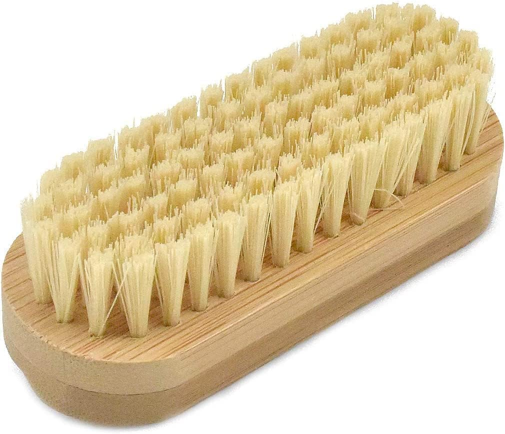 2 Pcs Bamboo Nail Brushes, Two Side Hand Nail Brush with Tampico Fiber Bristle, Small Finger Nail Brush for Toes Nails Fingertips Hands Home Salon Use image number 3