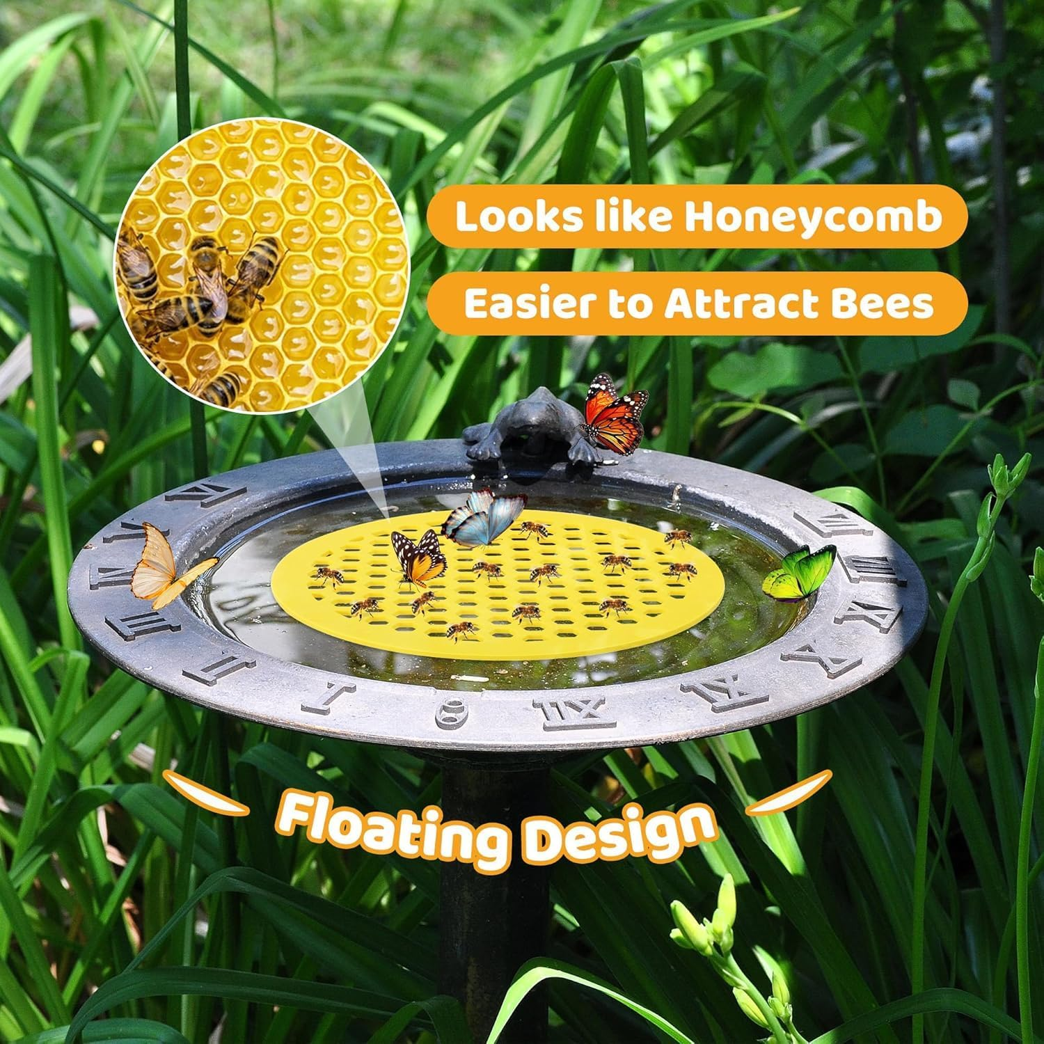 Floating Bee Island 7.87 Inch EVA Foam Floating Bee Watering Station Butterfly Waterer for Feeding, Bee Bath, Outdoor Garden Decor 4 Packs image number 5