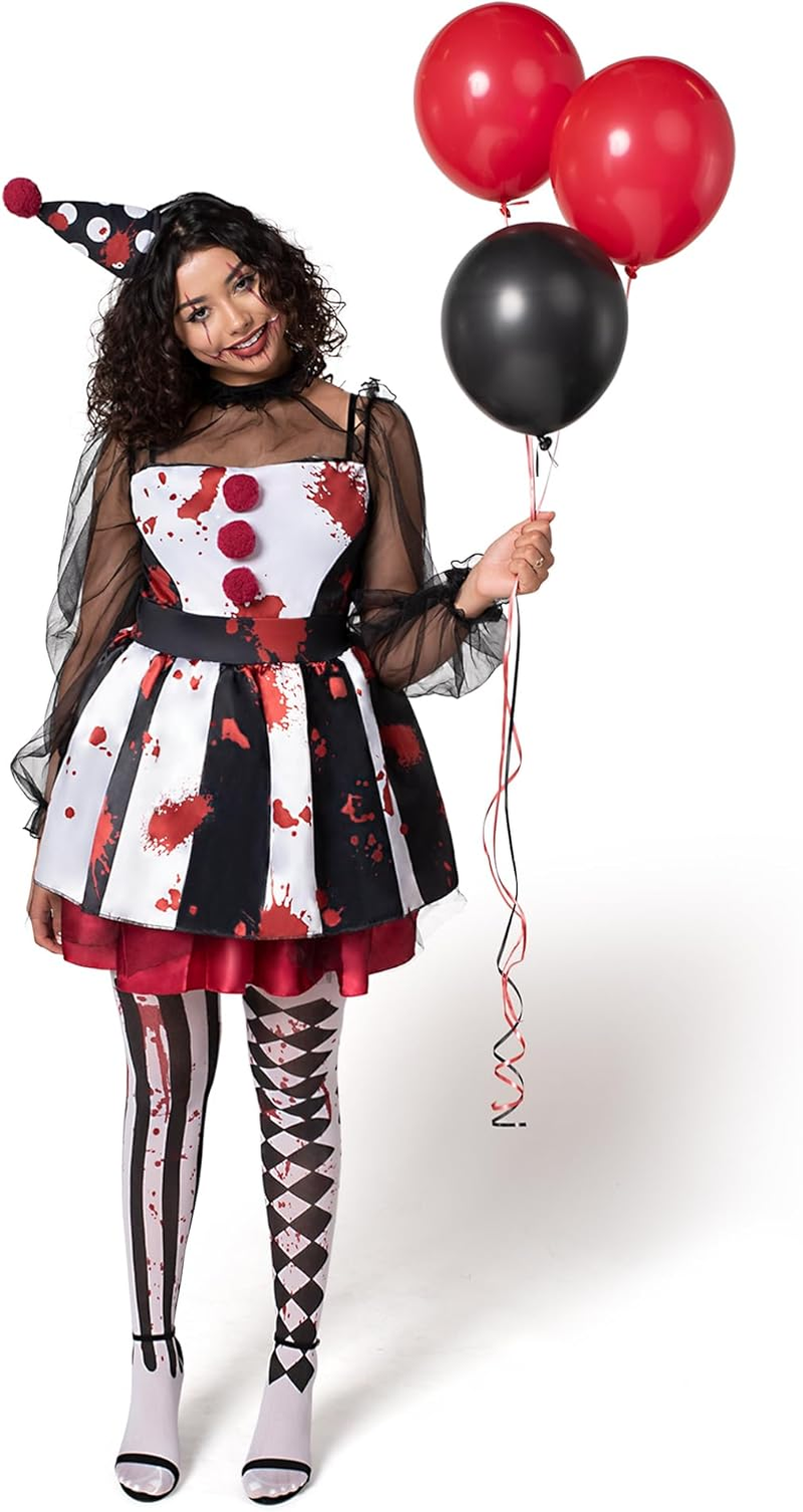 Spooktacular Creations Adult Creepy Clown Costume Women, Scary Jester Outfit for Adult Halloween Costume image number 4