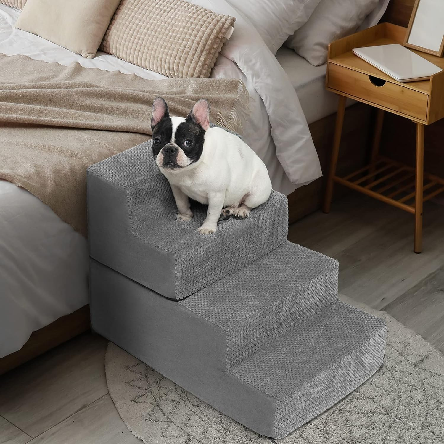 Sturdy Dog Stairs, Detachable Pet Stairs 4-Step Memory Foam Dog Steps with Removable Washable Cover for Smaller & Elder Pets image number 1