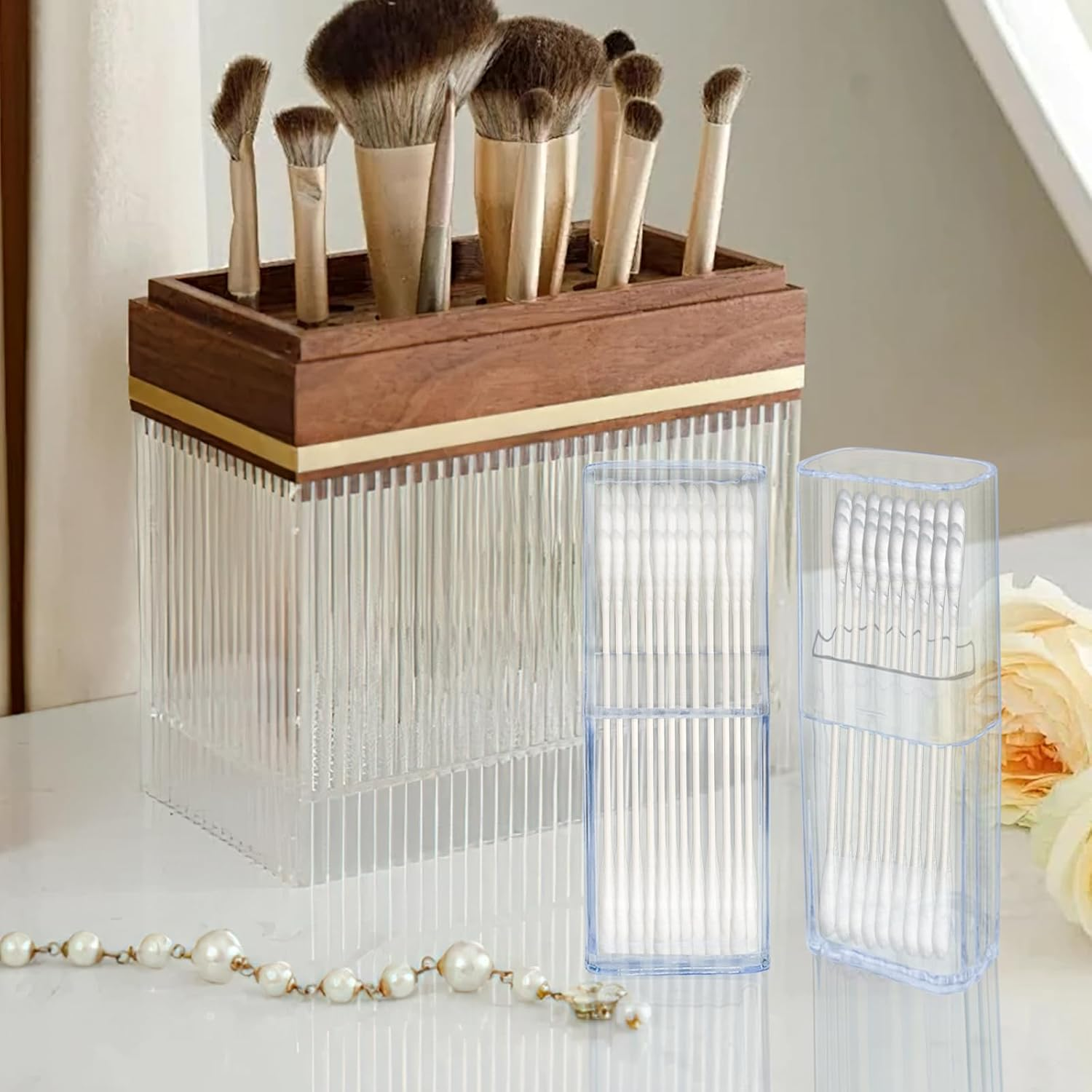 9 Pcs Mini Floss Qtip Travel Case，Flosser Cotton Swab Holder for Travel，Portable Transparent Flosser Dispenser Storage Case for Organize Small Items (White) image number 2