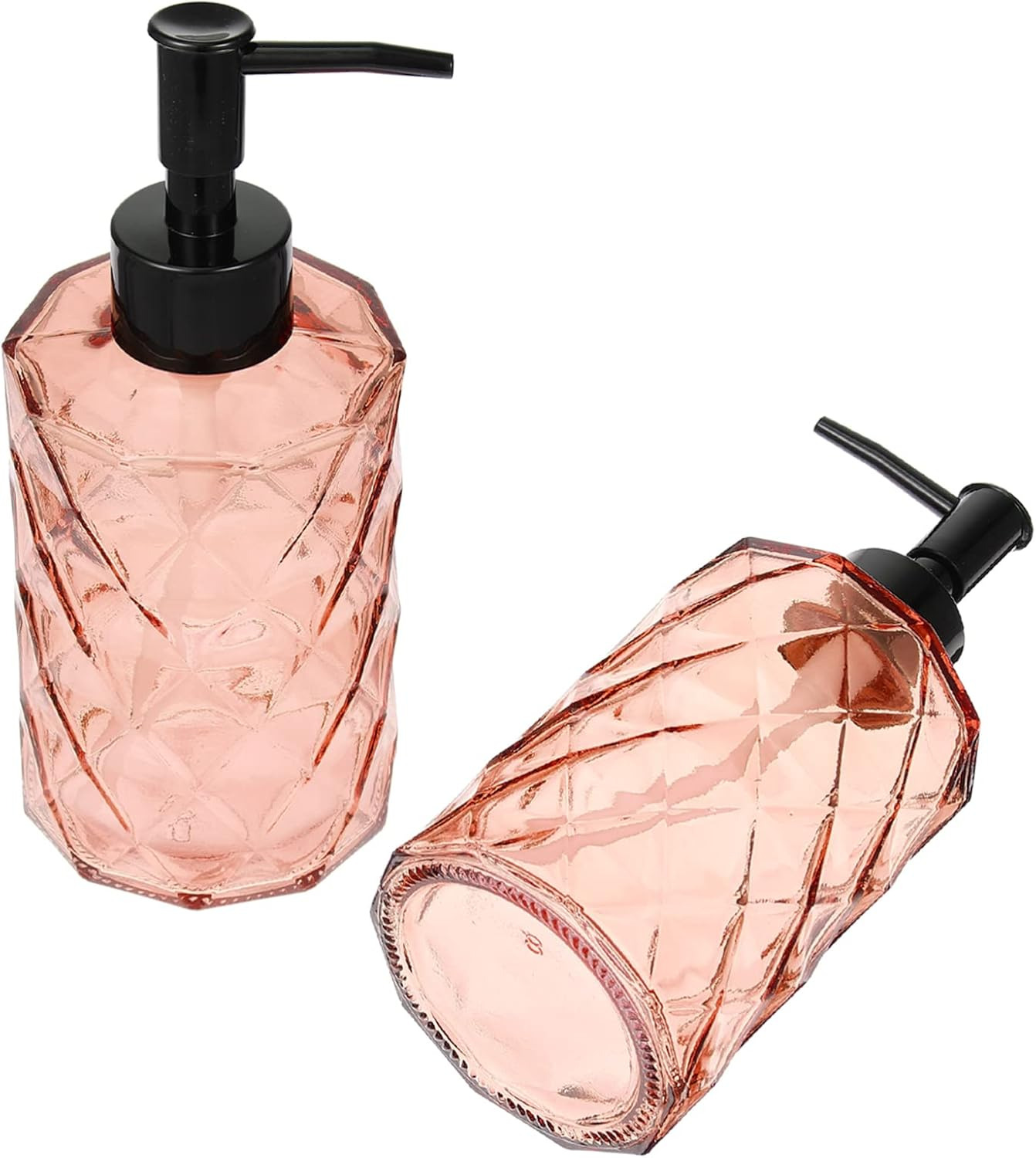 KICHOUSE 2Pcs Glass Pump Bottles for Shower Gel and Conditioner Elegant Vials for Hand Travel Hotel Use Durable and Decorative Soap Dispenser image number 3