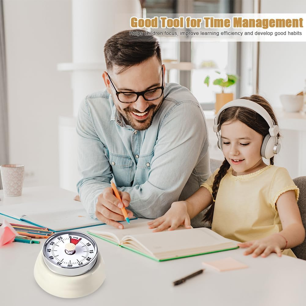 Wind up Kitchen Timers, 60 Minute Mechanical Visual Timer Outlet Magnetic Countdown for Classroom Cooking Fitness Baking Studying Teaching,Home MOD ADHD Tools Homeschool Supplies for Kids Seniors