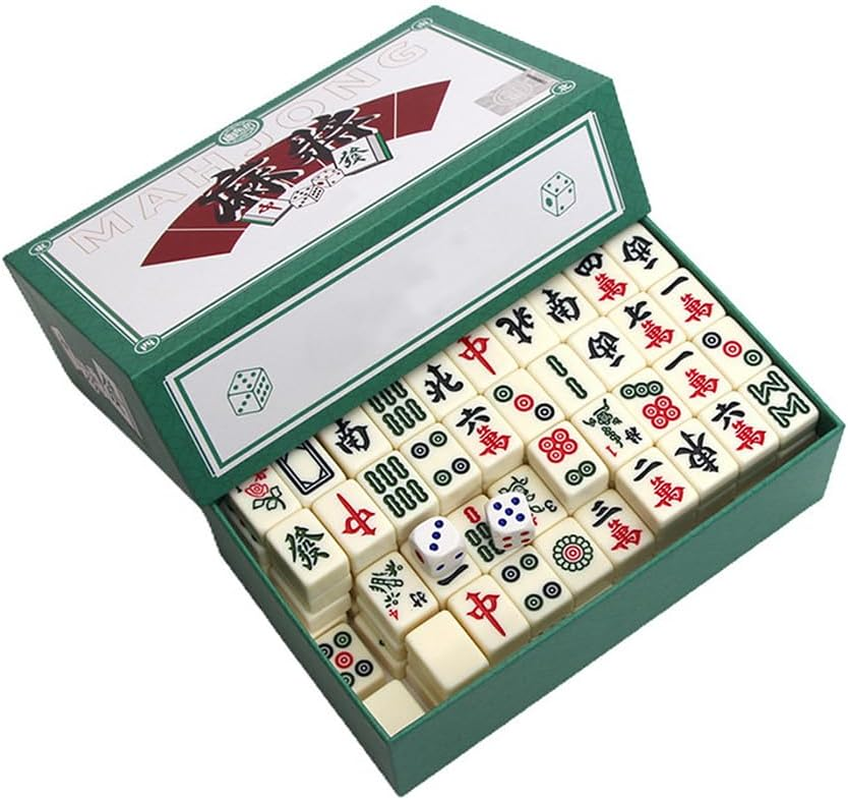Mini Mahjong Set - Portable Traditional Chinese Board Game with 144 Stones for Family Travel and Tabletop image number 1