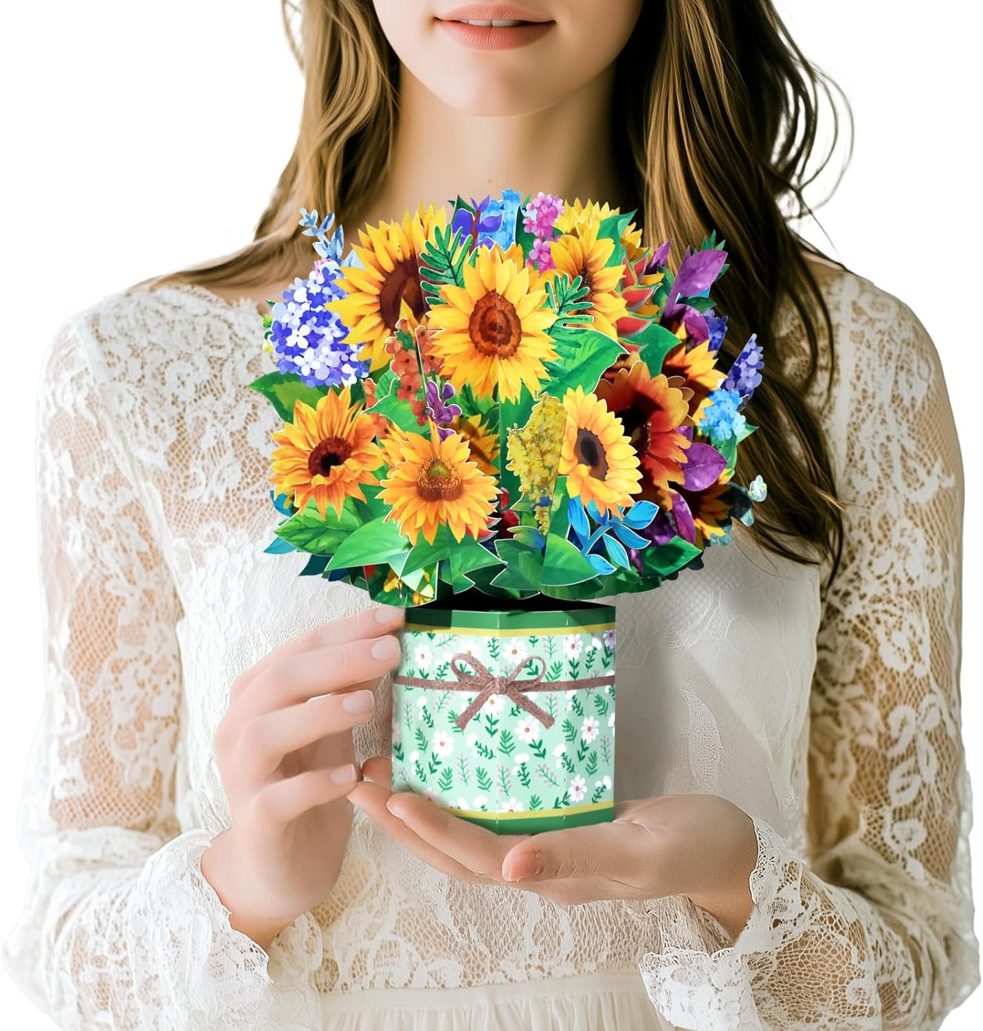 Magic Ants Happy Mothers Day Card, 3D Sunflowers Flower Bouquet Pop up Card, 3D Mothers Day Greeting Cards, Card for Mom Wife, Birthday Card for Women