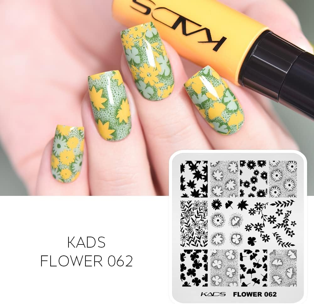 KADS 5Pcs Nail Stamp Plates Set Nails Art Stamping Plates Maple Leaves Avocado Flower Nail Plate Template Image Plate image number 2