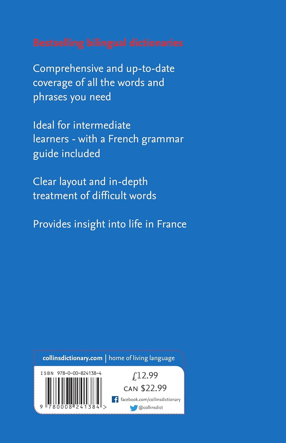 Collins French Dictionary and Grammar: 120,000 Translations plus Grammar Tips [Eighth Edition]