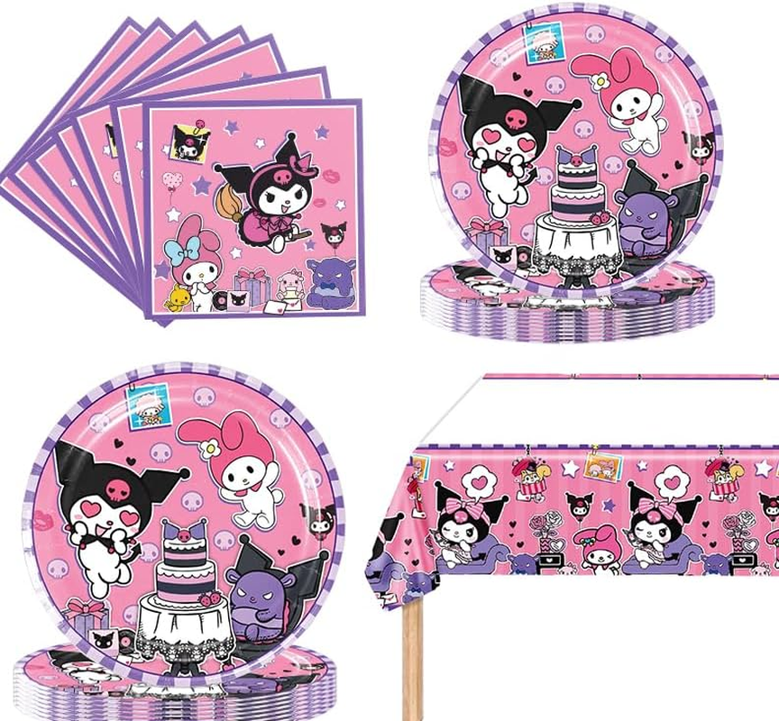41Pack Kuromis Birthday Party Supplies Include 20 Plates, 20 Napkins 1 Tablecloth for the Kuromis Party Decoration image number 3