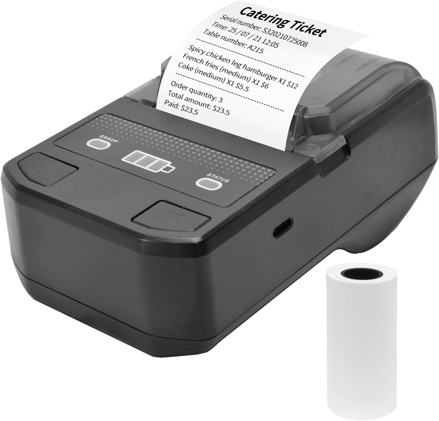 Receipt Printer, 58Mm Thermal Receipt Printer Wireless BT Mini Bill Ticket POS Mobile Printer with Rechargeable Battery Support ESC/POS Ios Windows for Restaurant Supermarket Retail image number 4