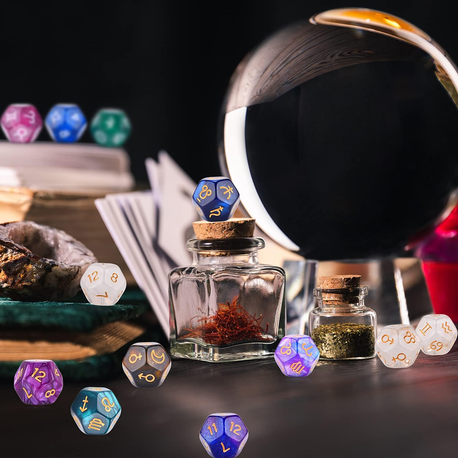 6 Sets Astrology Dice, Signs Planets Numbers 12-Sided Dice Divination Tool image number 4