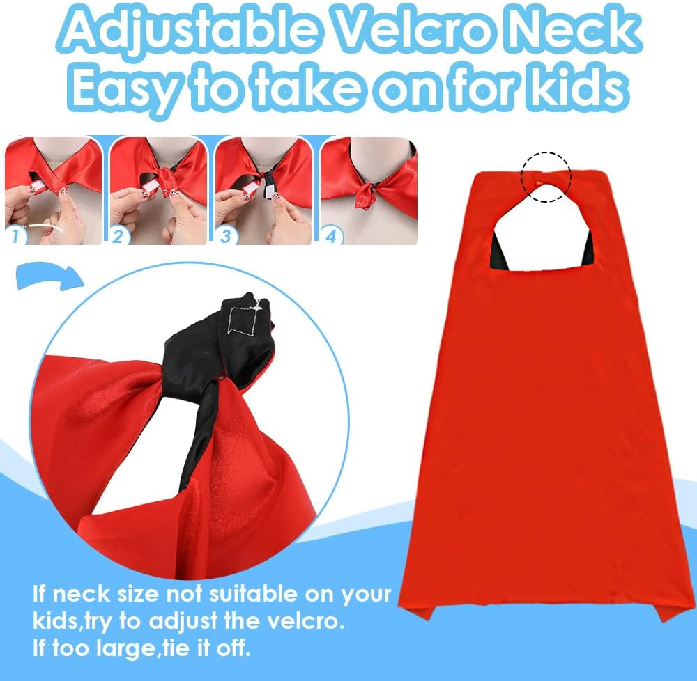 AUTOWT Kids Superhero Cape Set with Mask Storage Bag & Slap Bracelets for Boys Dress up Costumes Halloween Christmas Birthday Party（4Pcs） image number 2