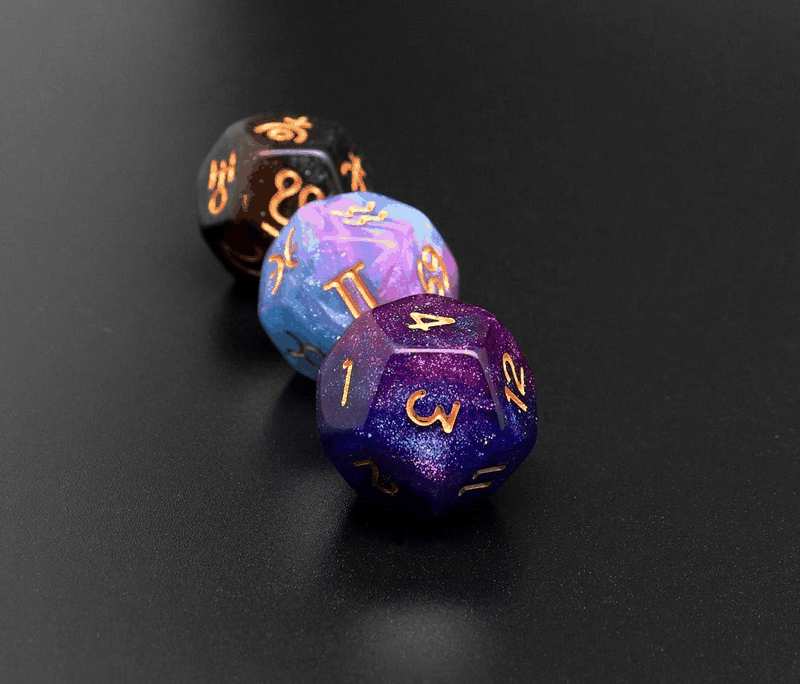3 Pieces Acrylic Pearl Astrological Dice for Constellation Divination Accessory 3 Colors D12 Glitter Dice Set image number 4