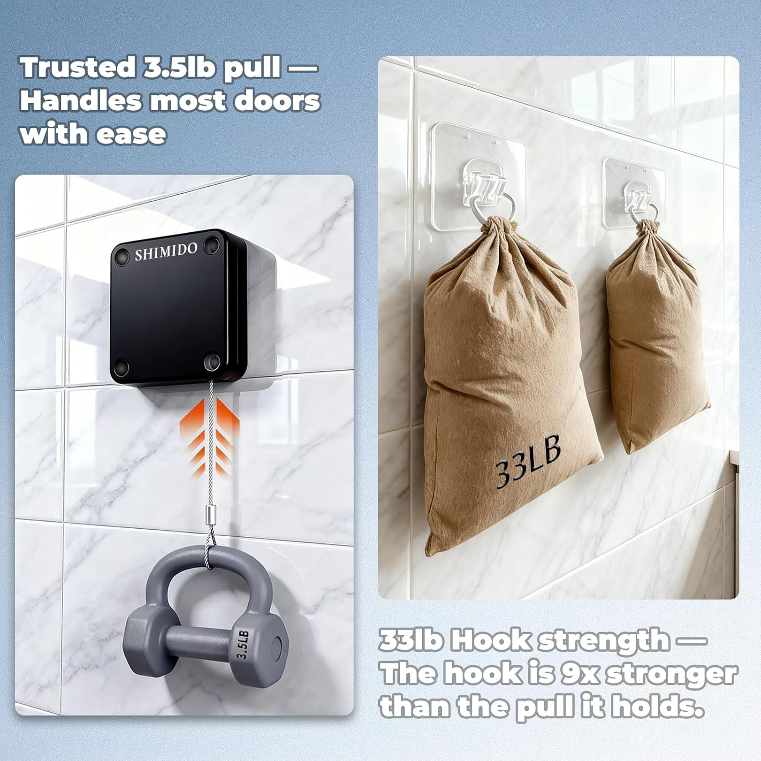 SHIMIDO Upgraded Punch-Free 1000G Automatic Screen Door Closer, Storm Door Closer, Sliding Screen Auto Closer with Steel Drawstring for Bathroom, Bedroom, Studyroom (4 Pack Black) image number 3