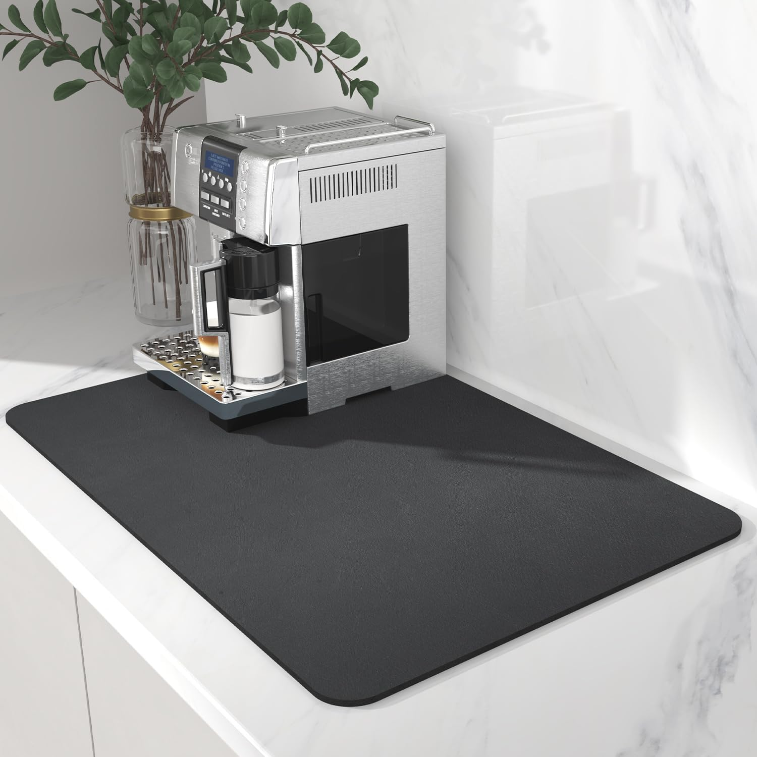 Coffee Mat - Hide Stain Rubber Backed Absorbent Dish Drying Mat for Kitchen Counter - Fits under Coffee Maker or Machine 40X60 image number 1