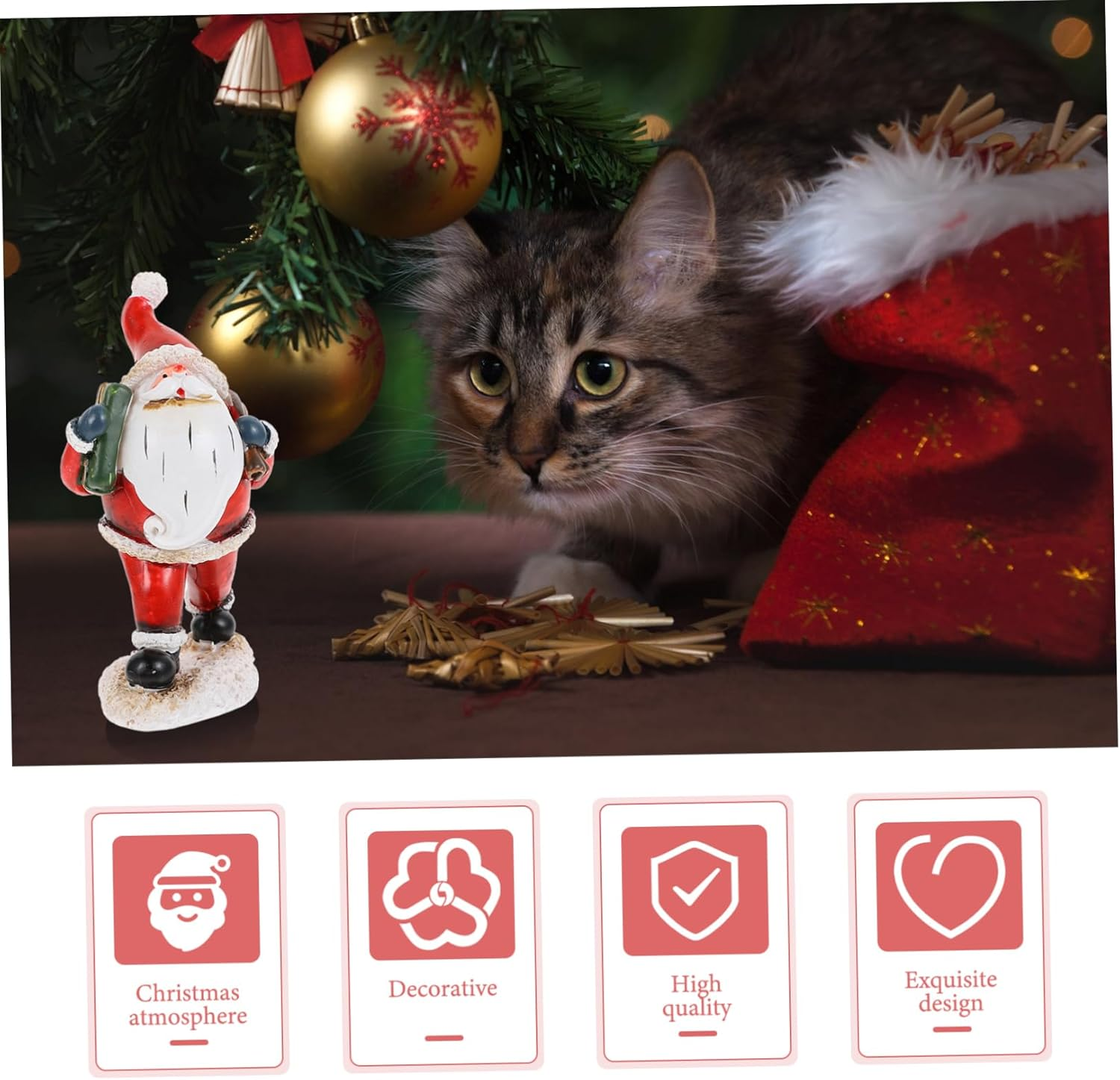 KOMBIUDA Santa Claus Ornaments Resin Christmas Decoration Desktop Adornment Creative Santa Claus Decor Xmas Presents for Home and Party - Red image number 4