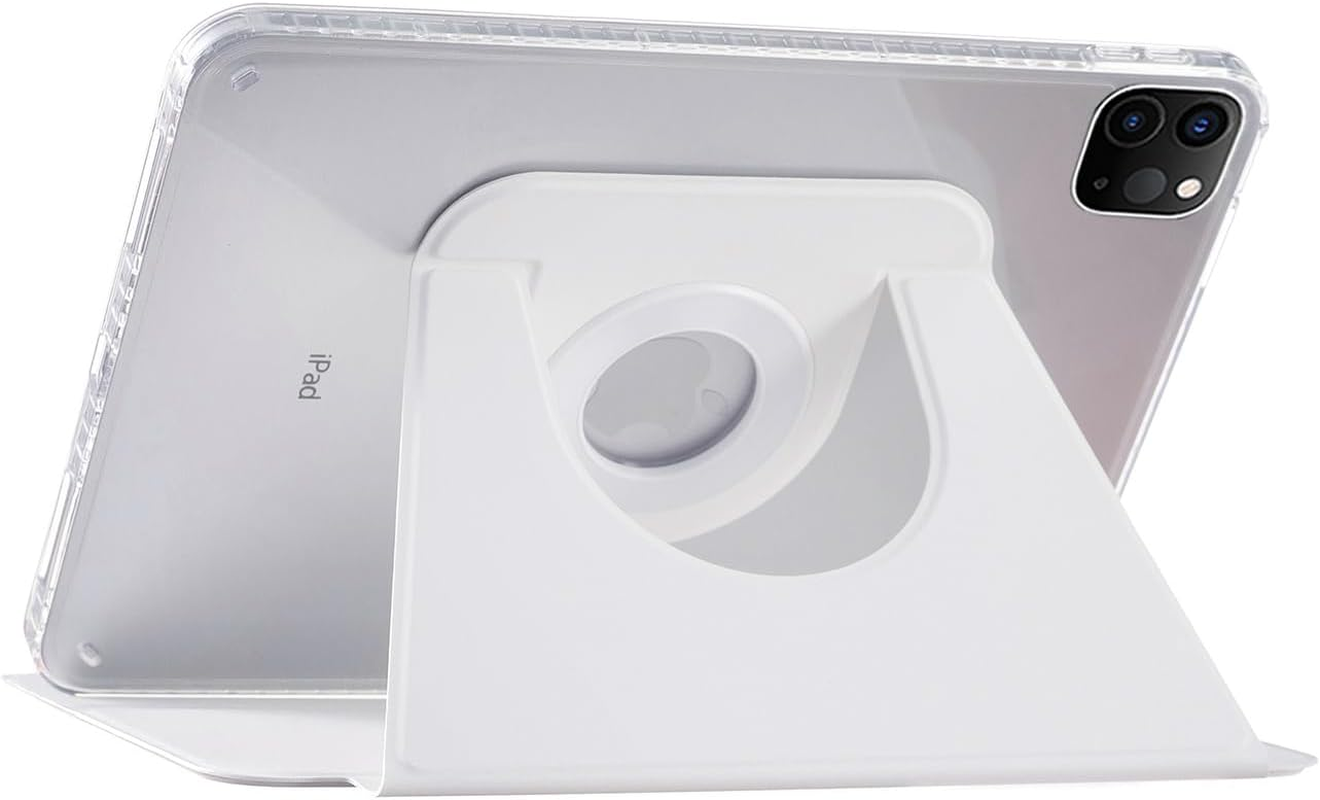 Ipad Air (13'') M3-2025 M2-2024 Case, Ipad Pro-6 5 4 3 (12.9'') Case, Dmaos Magnetic Detachable Smart Cover, 360&deg; Rotation Foldable Stand - White - Blue image number 2