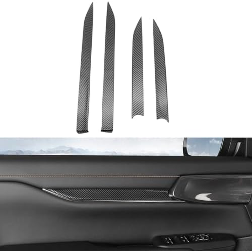 Car Interior Door Panel Trim Cover Car Door Armrest Strip Panel Protective Cover Car Accessories Compatible with Ford Ranger 2022 2023 2024 Carbon Fiber Interior Trim Cover ABS image number 6