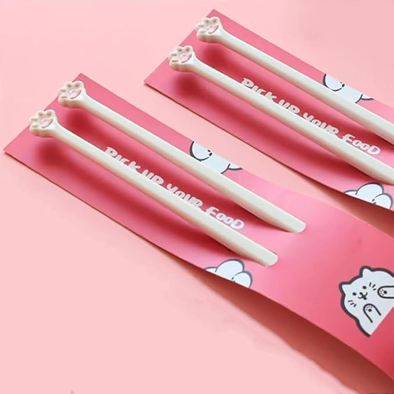 2 Pairs Cat Paw Chopsticks, Pink Plastic Non-Slip Chopsticks with Cute Paw Prints, Unique Cat-Themed Tableware image number 6