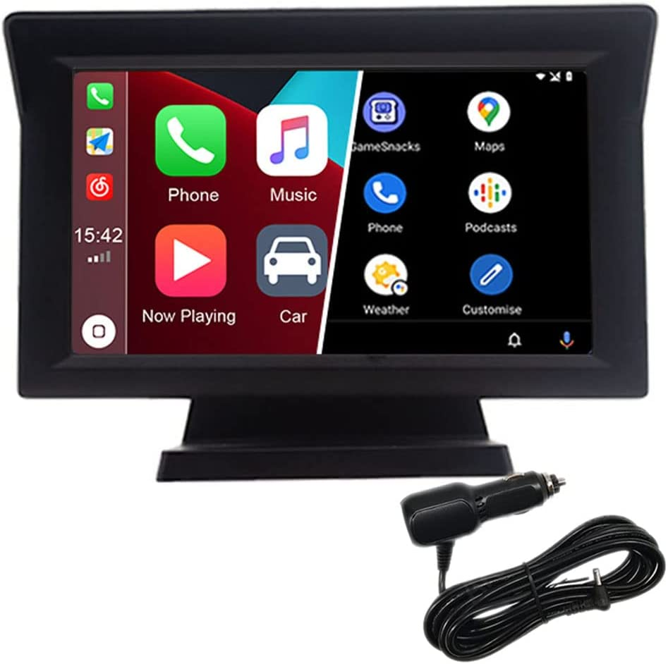 Portable Wireless Apple Carplayer & Android Auto 7 Inch Car Monitor Radio for All Cars Dashboard Mounted Car Stereo Support Bluetooth 5.0 Mirror Link FM Transmitter USB TF image number 5