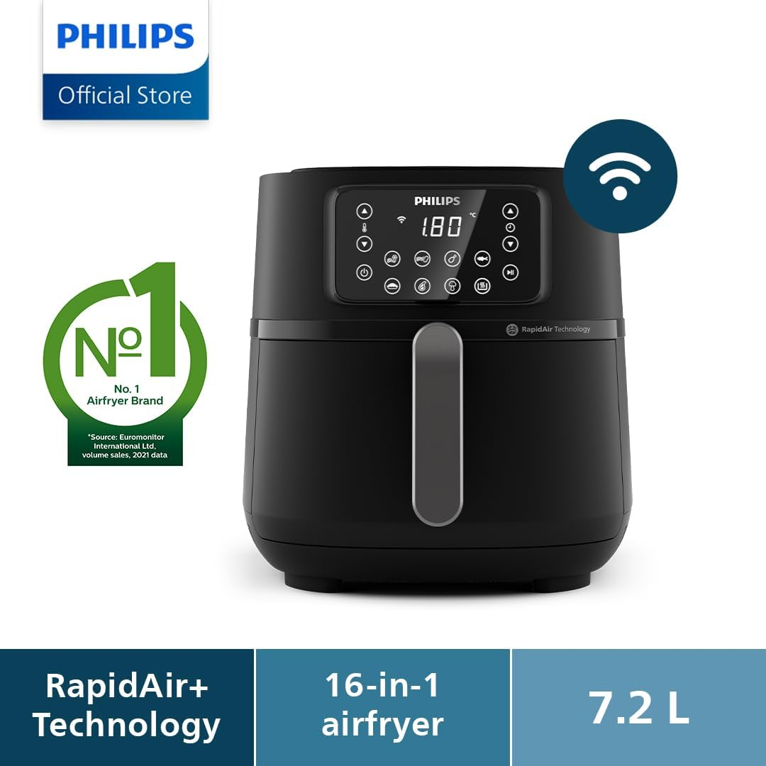 Philips 5000 Series XXL Connected Airfryer - Rapid Air Technology, 16-In-1 Ways to Cook, Large 7.2L Capacity, up to 90% Less Fat, Wi-Fi Connectivity, Dishwasher Safe, Homeid App (HD9285/90) image number 1