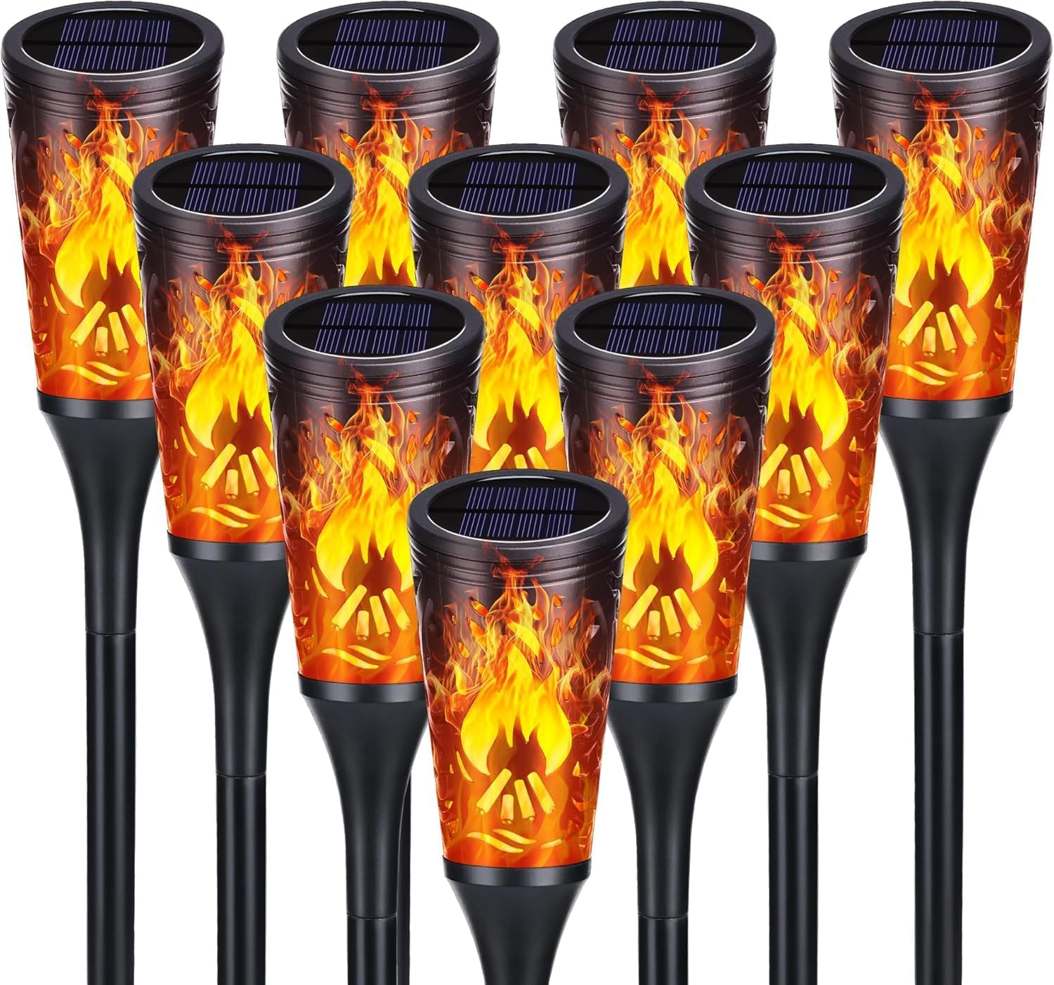 Toodour Solar Lights Outdoor, 10 Pack Solar Torch Lights with Flickering Flame, IP65 Waterproof Yard Lights Landscape Decoration Lighting for outside Garden Lawn Pathway Patio Decorations