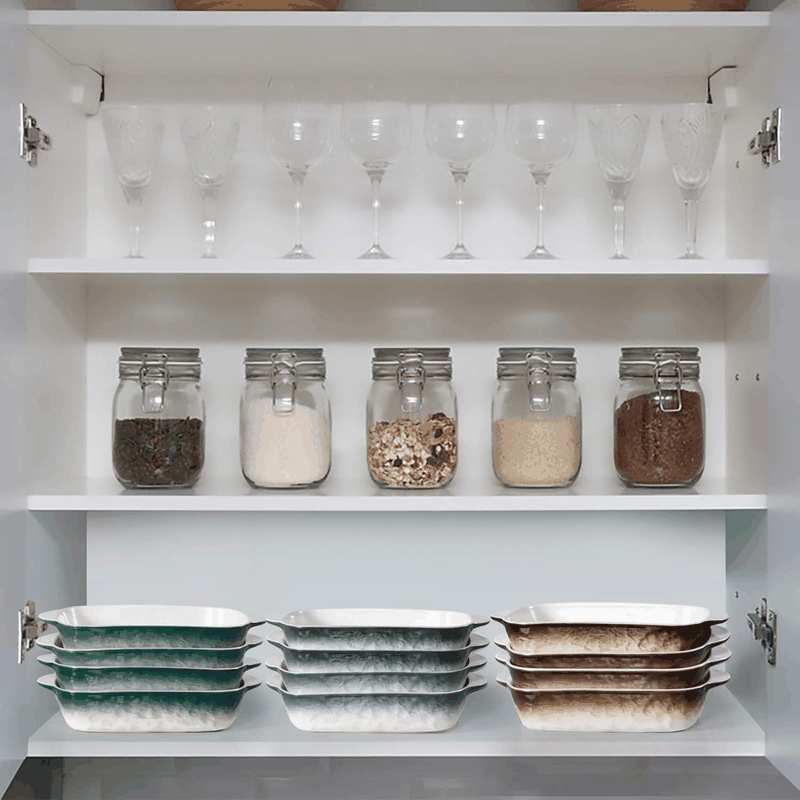 20Oz Small Ceramic Baking Dishes, 7.5L X 5.4W Inch Stone Embossed Pattern Bakeware with Double Handles, Individual Rectangular Baker for Lasagna, Casserole - Set of 4 (Gray) image number 2