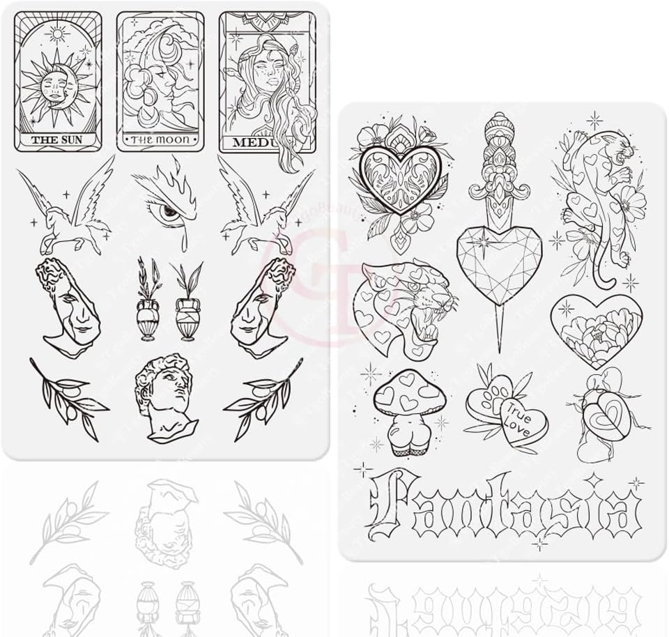 Double Sided Pre-Printed Tiny Tattoo Practice Skin with Stencil White/Pink Fine Line Tattoo Skins for Training Tgobeauty image number 5