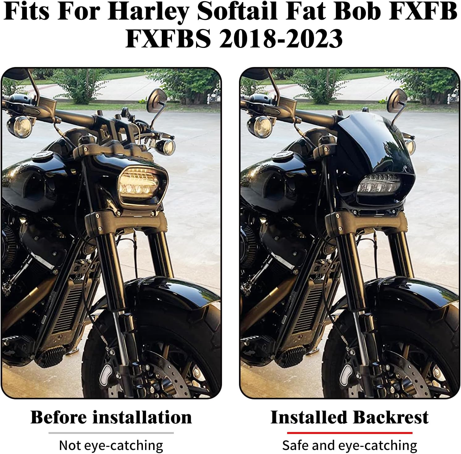 HDBUBALUS Motorcycle Headlight Fairing Cover Fit for Harley Softail Fat Bob FXFB FXFBS 2018-2023 (Goss Black) image number 6